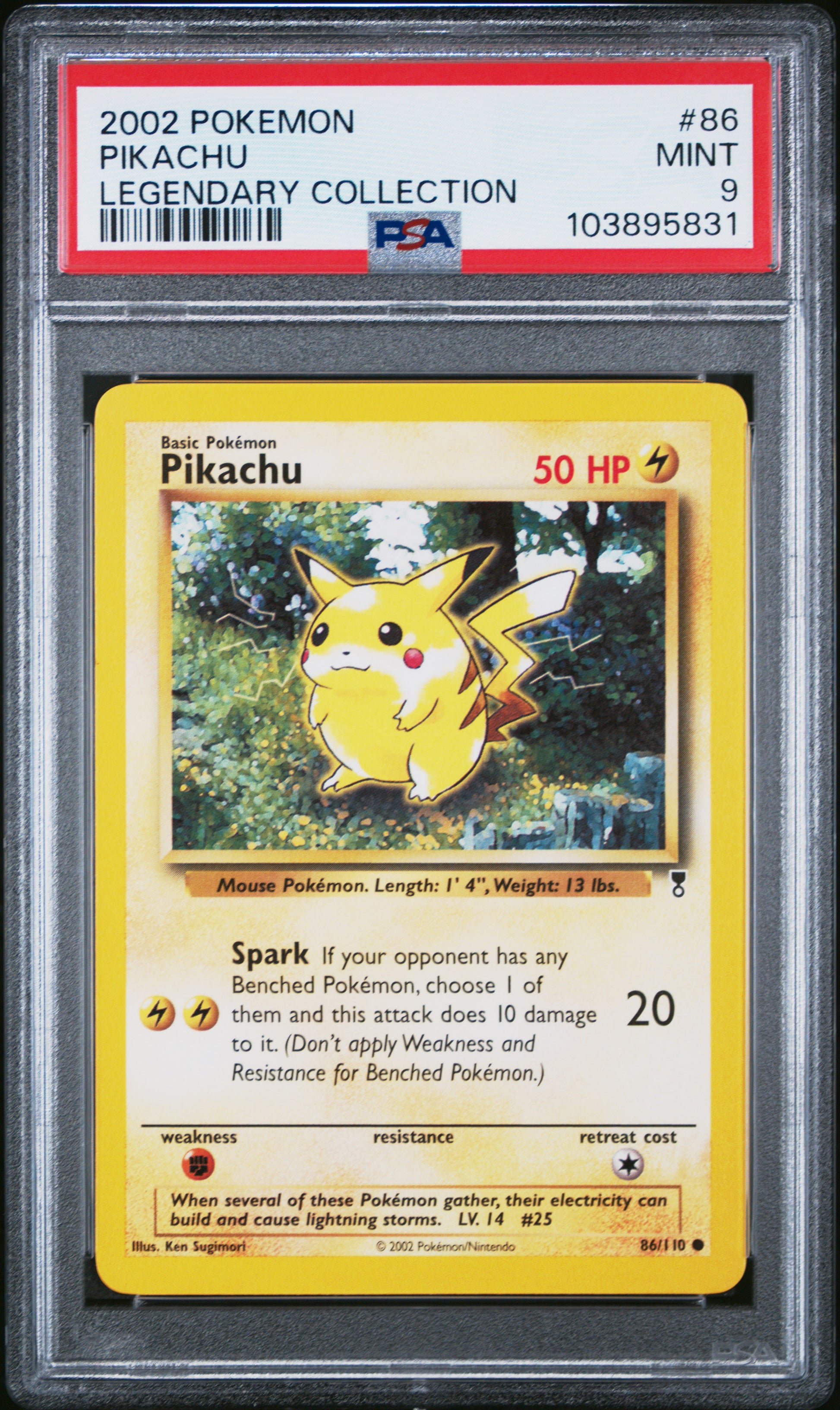PIKACHU 86/110 Common POKEMON LEGENDARY COLLECTION LEGENDARY COLLECTION PSA9 MINT 9 PSA population 231 <a href=https://www.psacard.com/cert/103895831/psa>https://www.psacard.com/cert/103895831/psa</a>