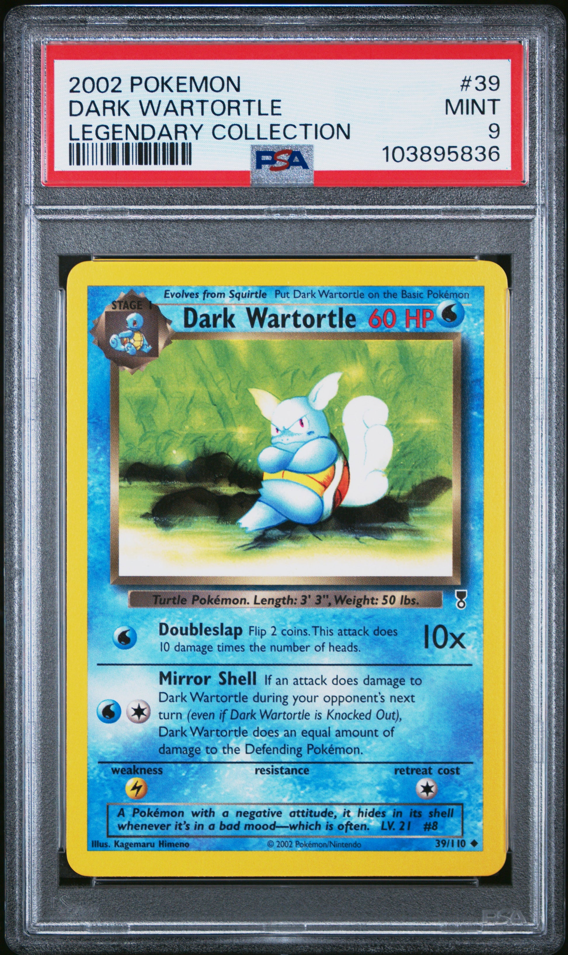 DARK WARTORTLE 39/110 Common POKEMON LEGENDARY COLLECTION LEGENDARY COLLECTION PSA9 MINT 9 PSA population 76 <a href=https://www.psacard.com/cert/103895836/psa>https://www.psacard.com/cert/103895836/psa</a>