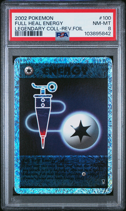 FULL HEAL ENERGY 100/110 [Reverse Holo] POKEMON LEGENDARY COLLECTION LEGENDARY COLL-REV.FOIL PSA8 NM-MT 8 PSA population 106 <a href=https://www.psacard.com/cert/103895842/psa>https://www.psacard.com/cert/103895842/psa</a>