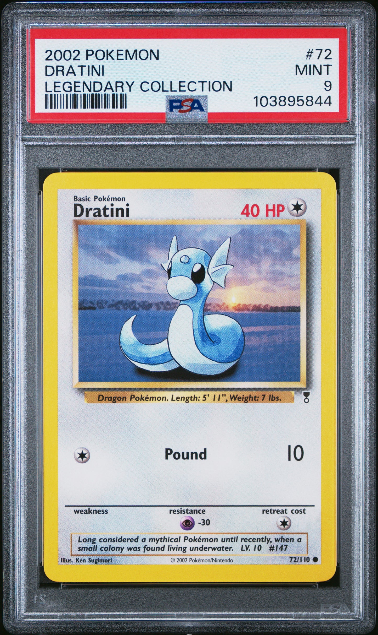 DRATINI 72/110 Common POKEMON LEGENDARY COLLECTION LEGENDARY COLLECTION PSA9 MINT 9 PSA population 62 <a href=https://www.psacard.com/cert/103895844/psa>https://www.psacard.com/cert/103895844/psa</a>