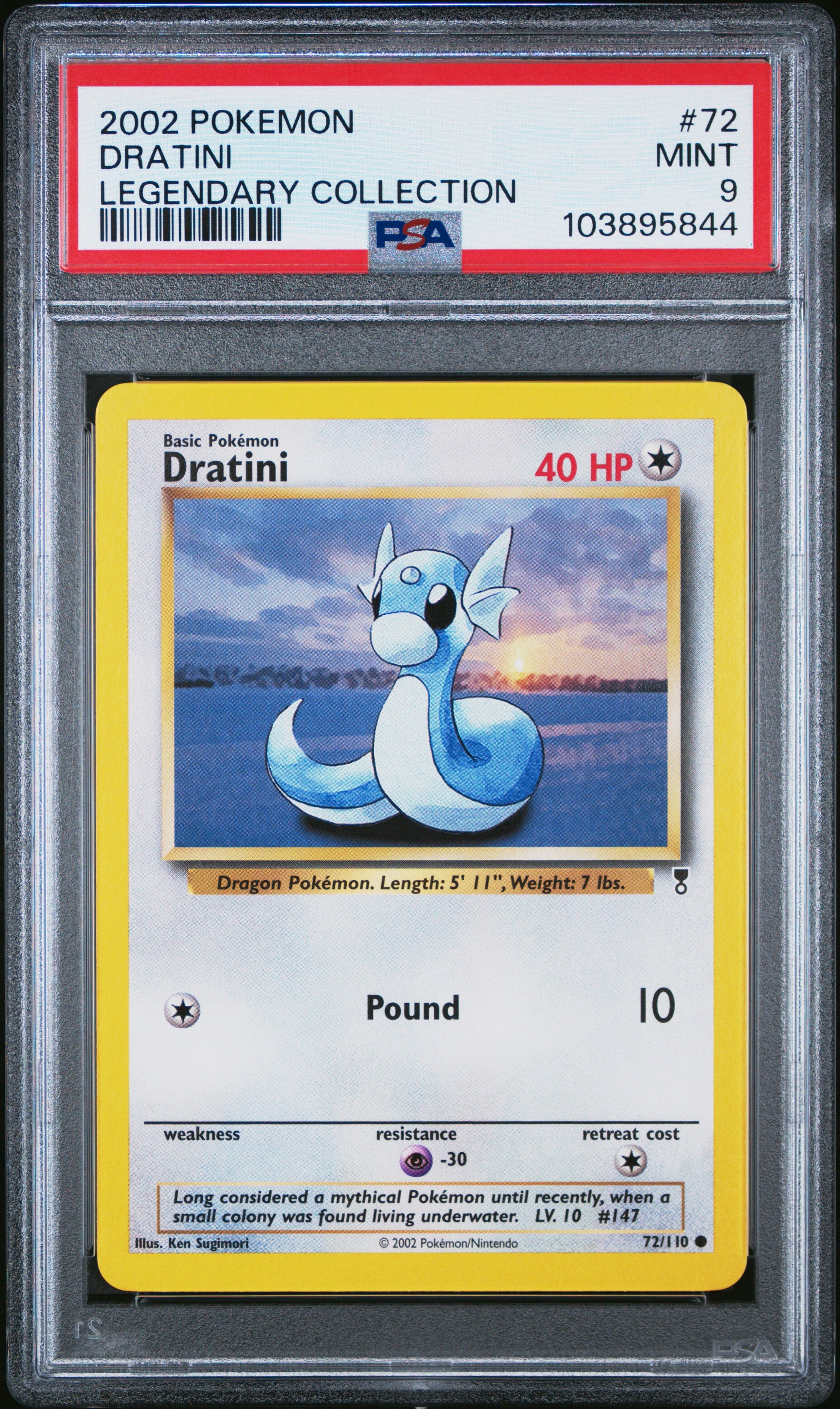 DRATINI 72/110 Common POKEMON LEGENDARY COLLECTION LEGENDARY COLLECTION PSA9 MINT 9 PSA population 62 <a href=https://www.psacard.com/cert/103895844/psa>https://www.psacard.com/cert/103895844/psa</a>