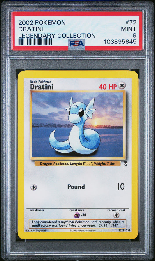 DRATINI 72/110 Common POKEMON LEGENDARY COLLECTION LEGENDARY COLLECTION PSA9 MINT 9 PSA population 62 <a href=https://www.psacard.com/cert/103895845/psa>https://www.psacard.com/cert/103895845/psa</a>