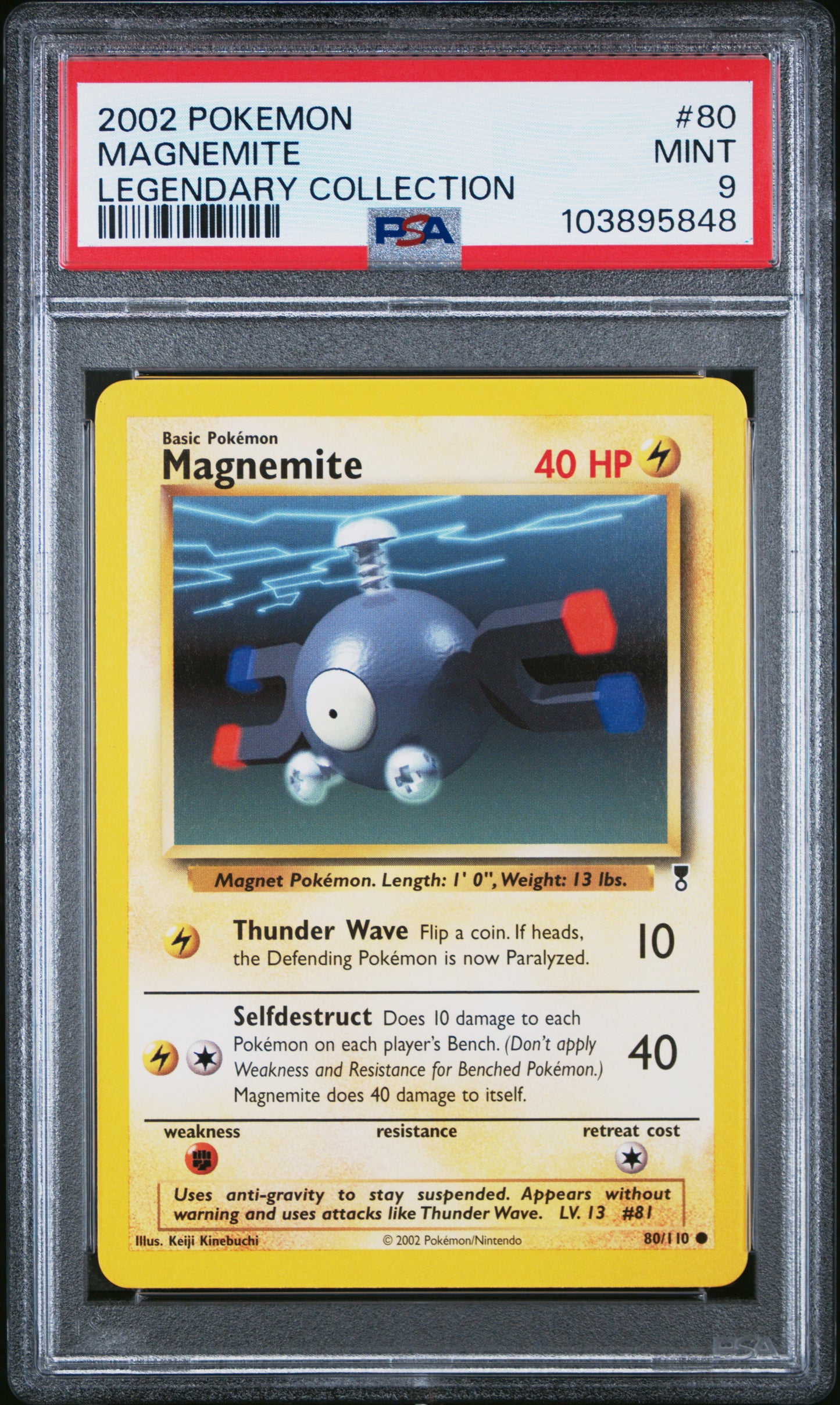 MAGNEMITE 80/110 Common POKEMON LEGENDARY COLLECTION LEGENDARY COLLECTION PSA9 MINT 9 PSA population 36 <a href=https://www.psacard.com/cert/103895848/psa>https://www.psacard.com/cert/103895848/psa</a>