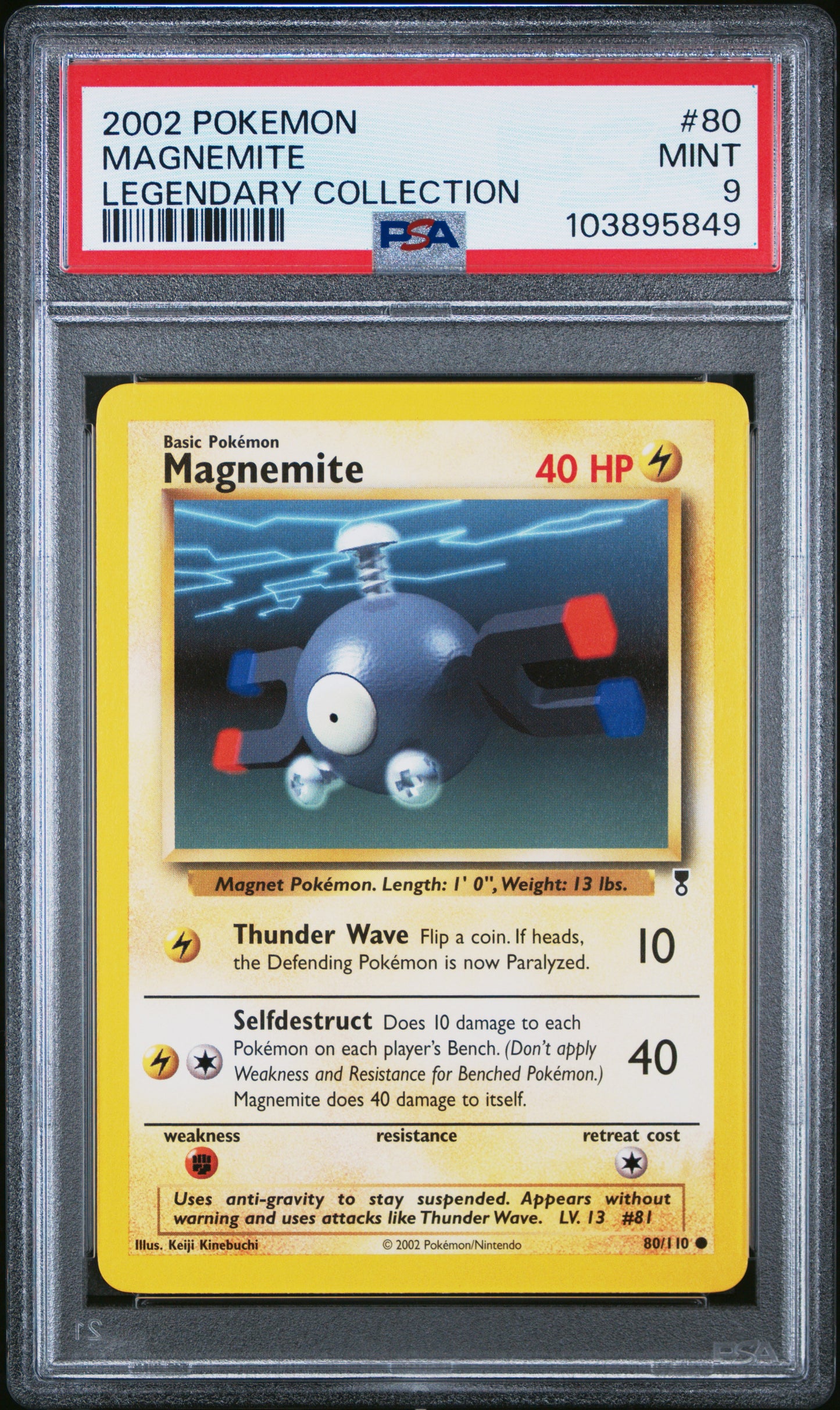 MAGNEMITE 80/110 Common POKEMON LEGENDARY COLLECTION LEGENDARY COLLECTION PSA9 MINT 9 PSA population 36 <a href=https://www.psacard.com/cert/103895849/psa>https://www.psacard.com/cert/103895849/psa</a>