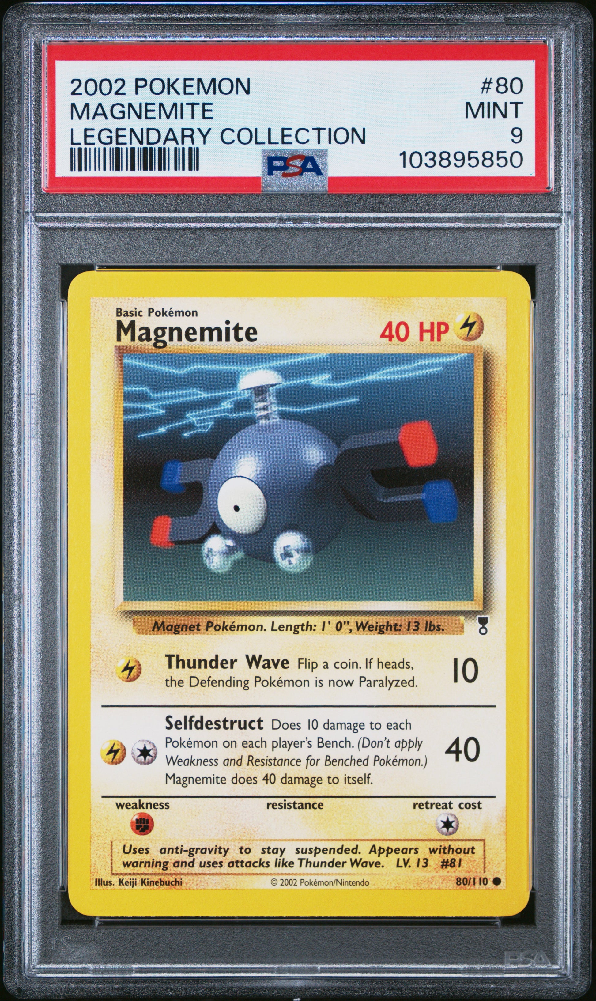 MAGNEMITE 80/110 Common POKEMON LEGENDARY COLLECTION LEGENDARY COLLECTION PSA9 MINT 9 PSA population 36 <a href=https://www.psacard.com/cert/103895850/psa>https://www.psacard.com/cert/103895850/psa</a>