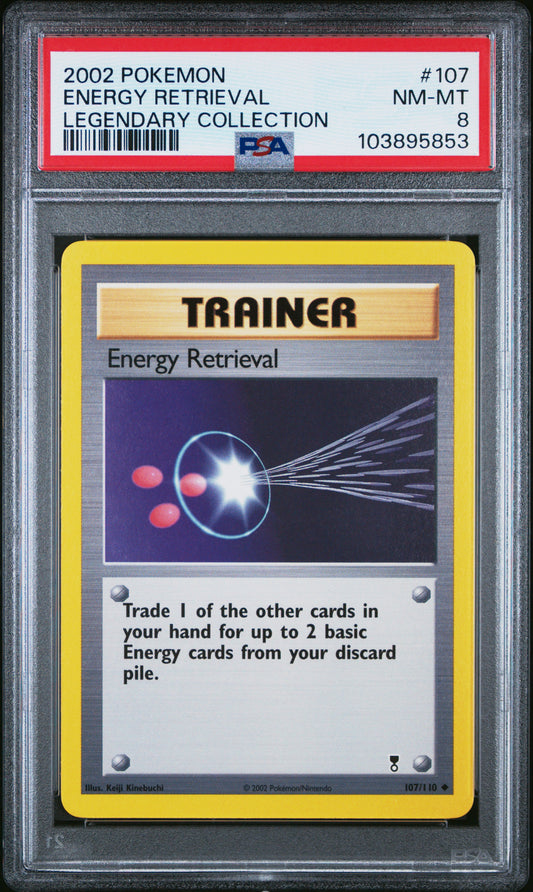 ENERGY RETRIEVAL 107/110 Common POKEMON LEGENDARY COLLECTION LEGENDARY COLLECTION PSA8 NM-MT 8 PSA population 7 <a href=https://www.psacard.com/cert/103895853/psa>https://www.psacard.com/cert/103895853/psa</a>