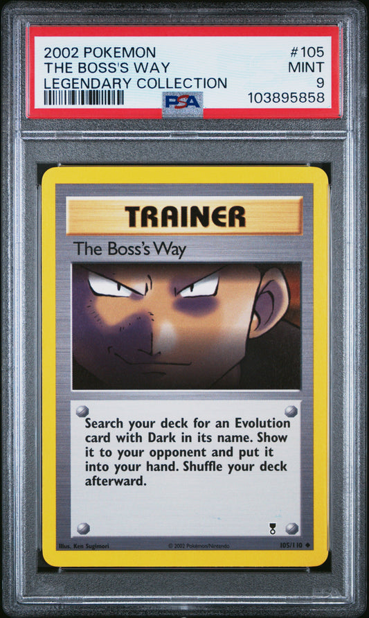 THE BOSS'S WAY 105/110 Common POKEMON LEGENDARY COLLECTION LEGENDARY COLLECTION PSA9 MINT 9 PSA population 24 <a href=https://www.psacard.com/cert/103895858/psa>https://www.psacard.com/cert/103895858/psa</a>