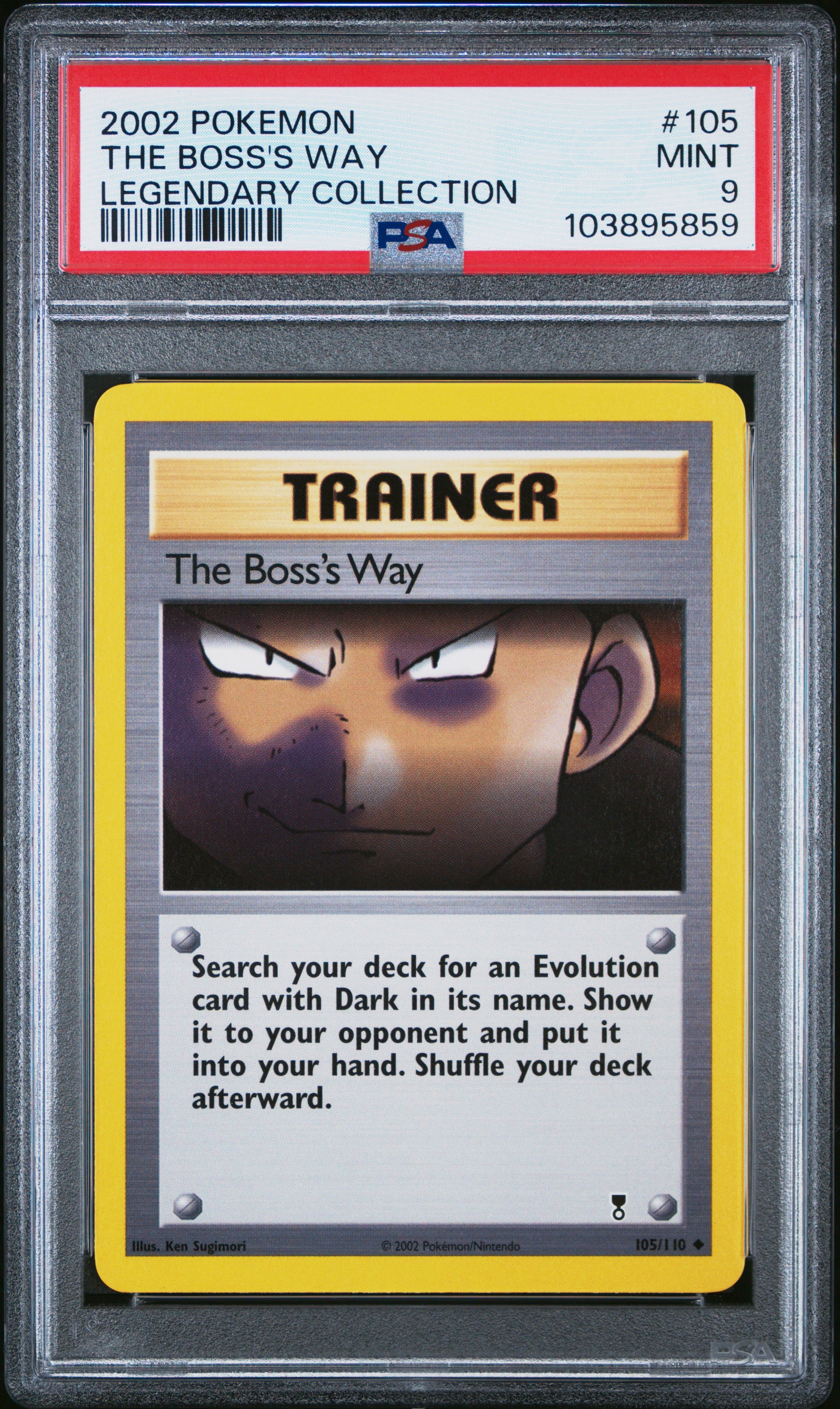 THE BOSS'S WAY 105/110 Common POKEMON LEGENDARY COLLECTION LEGENDARY COLLECTION PSA9 MINT 9 PSA population 24 <a href=https://www.psacard.com/cert/103895859/psa>https://www.psacard.com/cert/103895859/psa</a>