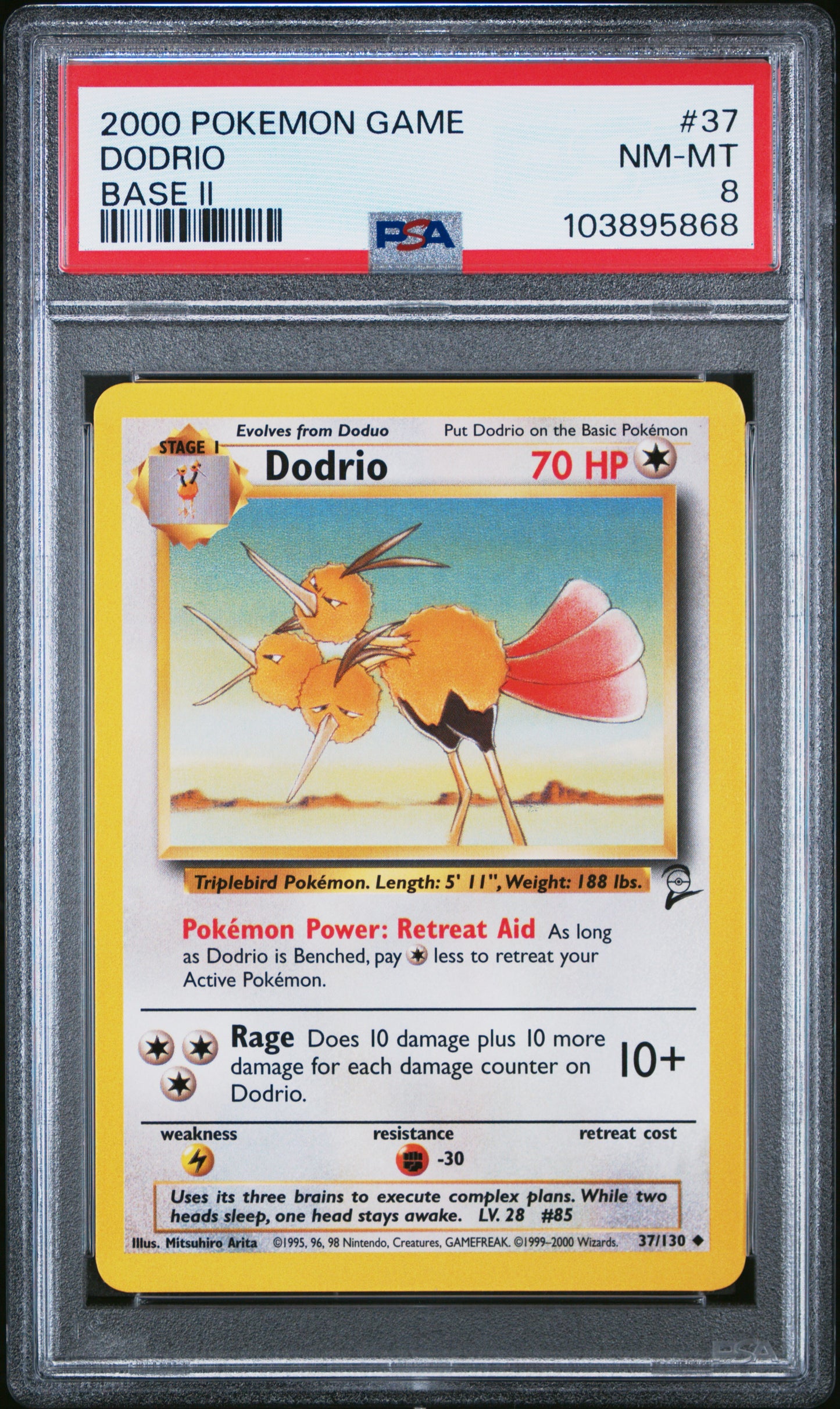 DODRIO 37/130 Common POKEMON GAME BASE II BASE II PSA8 NM-MT 8 PSA population 13 <a href=https://www.psacard.com/cert/103895868/psa>https://www.psacard.com/cert/103895868/psa</a>