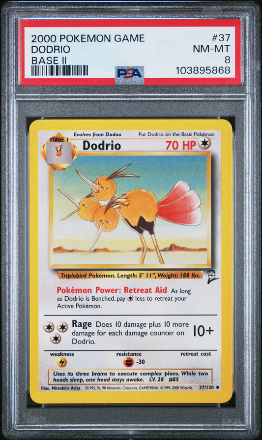 DODRIO 37/130 Common POKEMON GAME BASE II BASE II PSA8 NM-MT 8 PSA population 13 <a href=https://www.psacard.com/cert/103895868/psa>https://www.psacard.com/cert/103895868/psa</a>