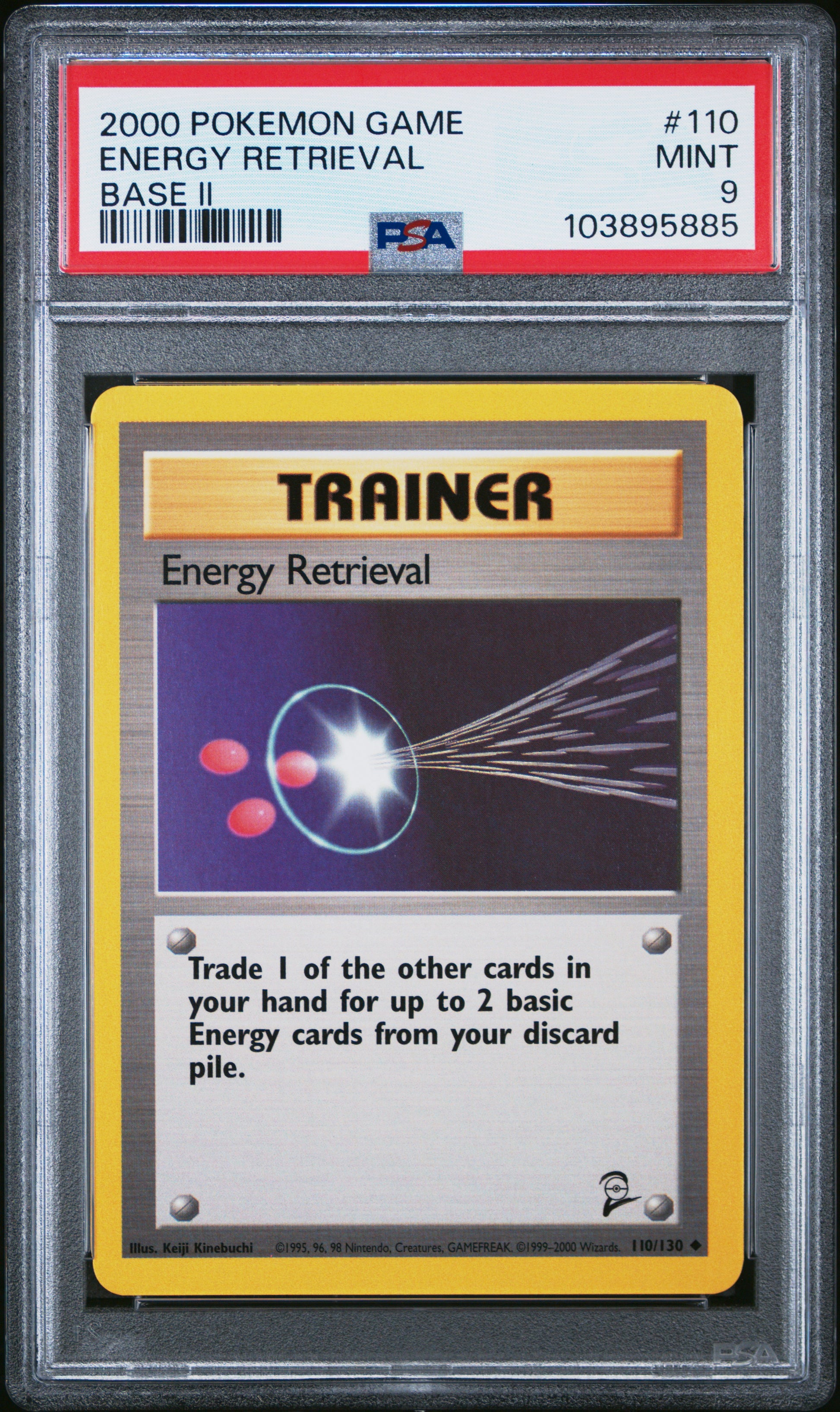 ENERGY RETRIEVAL 110/130 Common POKEMON GAME BASE II BASE II PSA9 MINT 9 PSA population 42 <a href=https://www.psacard.com/cert/103895885/psa>https://www.psacard.com/cert/103895885/psa</a>