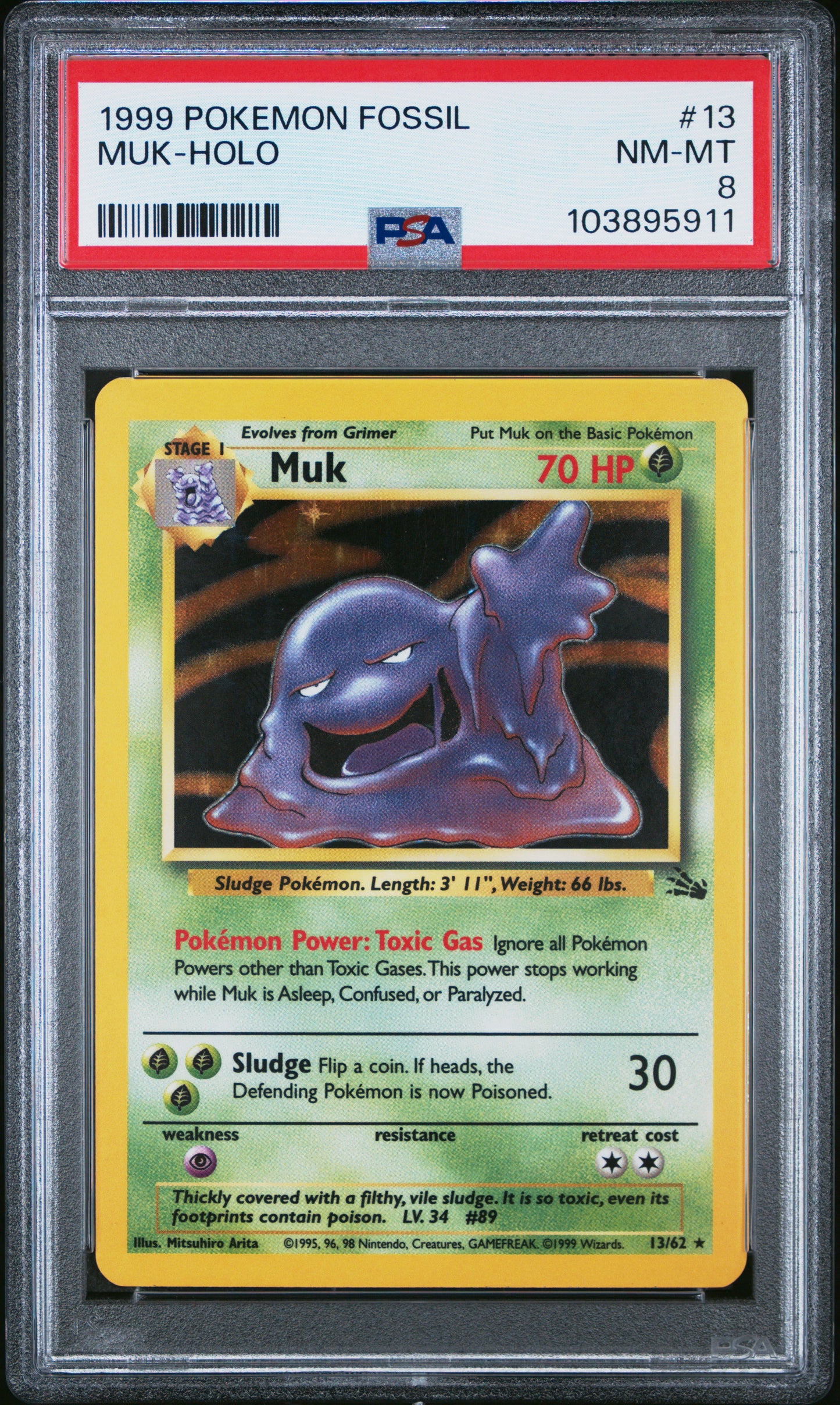 MUK-HOLO 13/62 Common POKEMON FOSSIL PSA8 NM-MT 8 PSA population 2075 <a href=https://www.psacard.com/cert/103895911/psa>https://www.psacard.com/cert/103895911/psa</a>