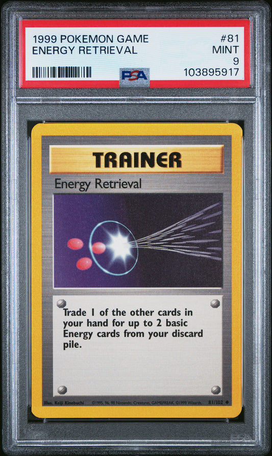 ENERGY RETRIEVAL 81/102 Unlimited POKEMON GAME PSA9 MINT 9 PSA population 311 <a href=https://www.psacard.com/cert/103895917/psa>https://www.psacard.com/cert/103895917/psa</a>