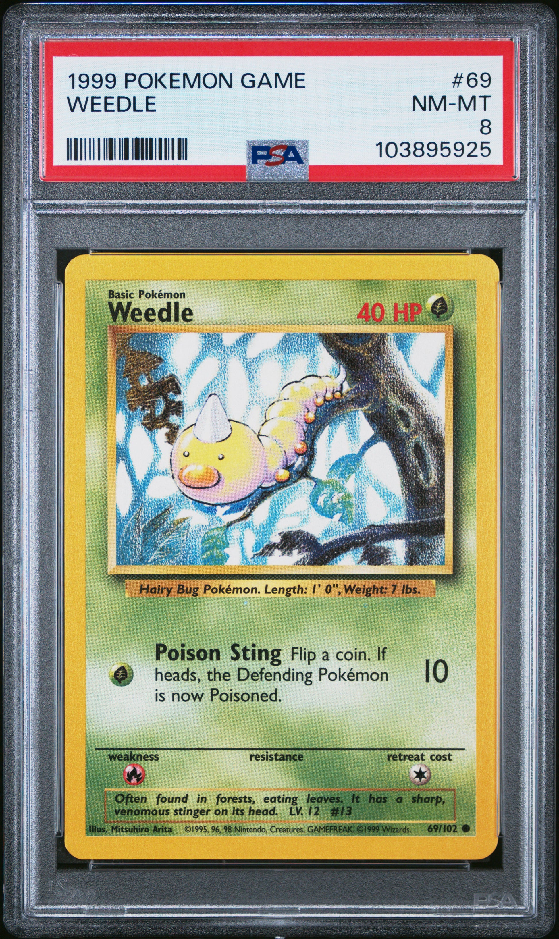 WEEDLE 69/102 Unlimited POKEMON GAME PSA8 NM-MT 8 PSA population 188 <a href=https://www.psacard.com/cert/103895925/psa>https://www.psacard.com/cert/103895925/psa</a>