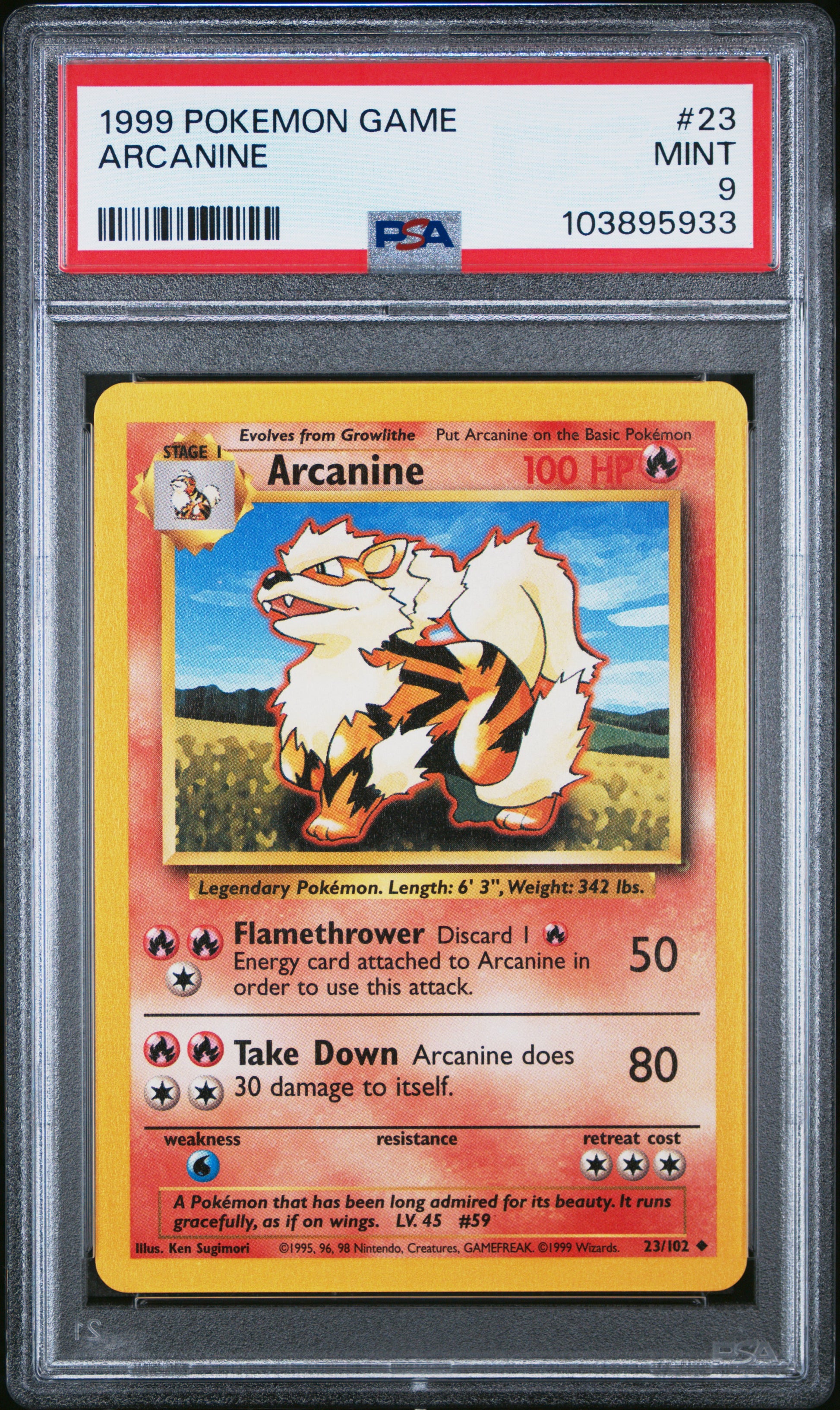 ARCANINE 23/102 Unlimited POKEMON GAME PSA9 MINT 9 PSA population 891 <a href=https://www.psacard.com/cert/103895933/psa>https://www.psacard.com/cert/103895933/psa</a>