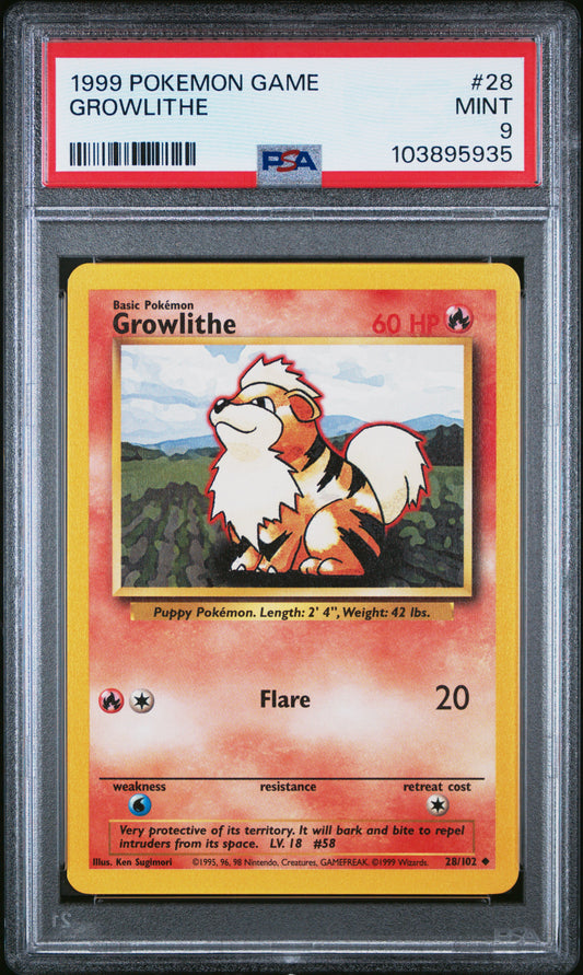 GROWLITHE 28/102 Unlimited POKEMON GAME PSA9 MINT 9 PSA population 775 <a href=https://www.psacard.com/cert/103895935/psa>https://www.psacard.com/cert/103895935/psa</a>