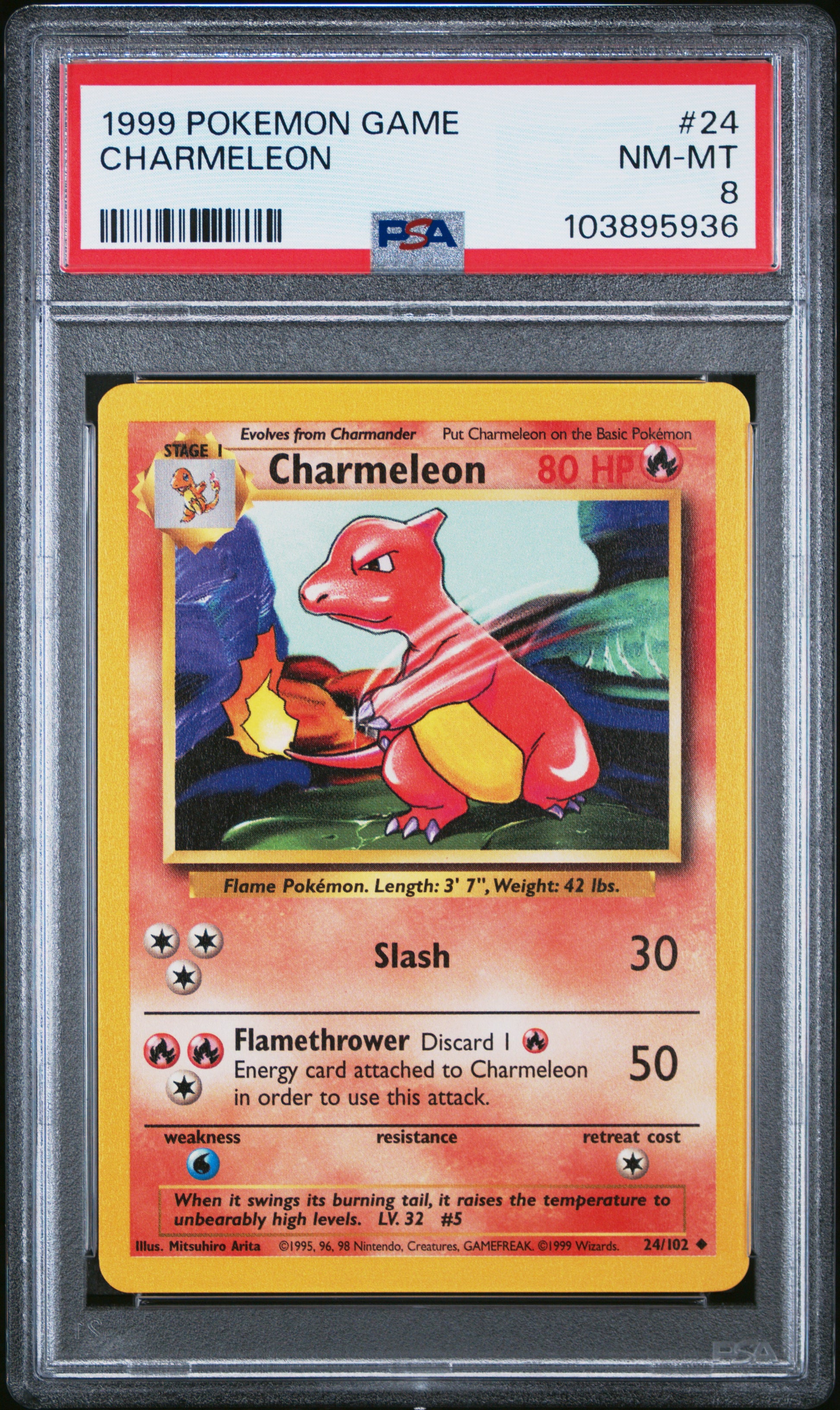 CHARMELEON 24/102 Unlimited POKEMON GAME PSA8 NM-MT 8 PSA population 1698 <a href=https://www.psacard.com/cert/103895936/psa>https://www.psacard.com/cert/103895936/psa</a>