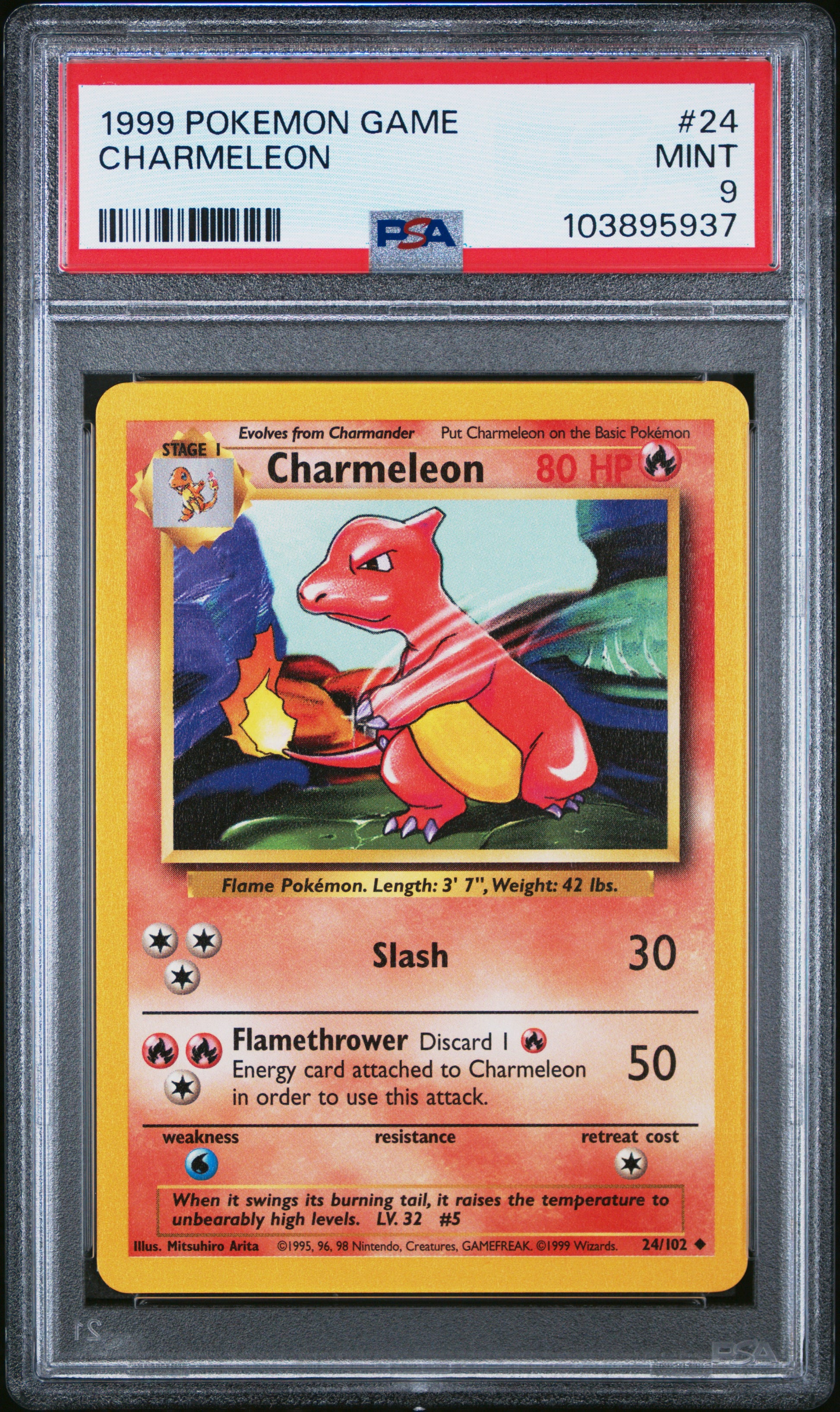CHARMELEON 24/102 Unlimited POKEMON GAME PSA9 MINT 9 PSA population 3163 <a href=https://www.psacard.com/cert/103895937/psa>https://www.psacard.com/cert/103895937/psa</a>