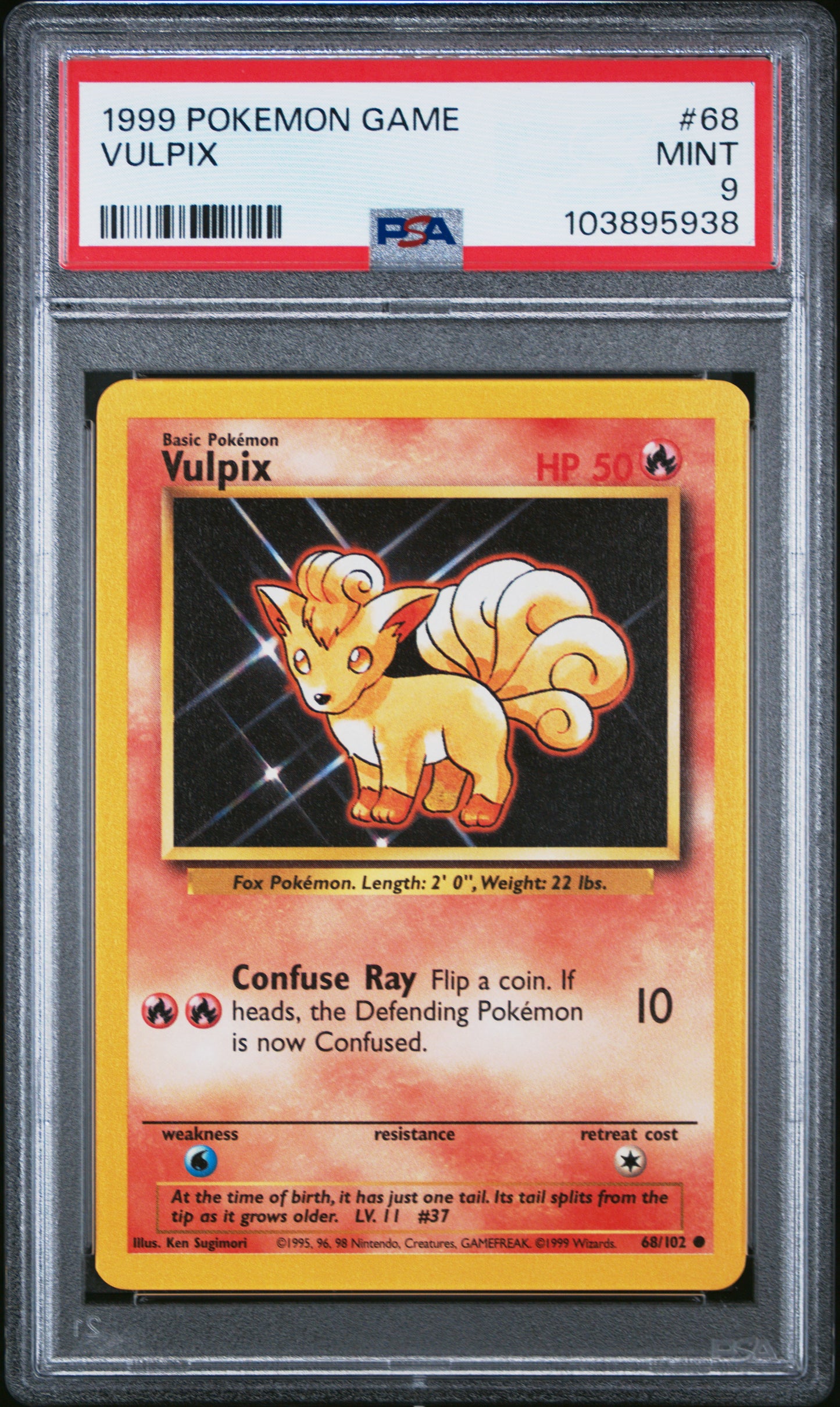 VULPIX 68/102 Unlimited POKEMON GAME PSA9 MINT 9 PSA population 878 <a href=https://www.psacard.com/cert/103895938/psa>https://www.psacard.com/cert/103895938/psa</a>
