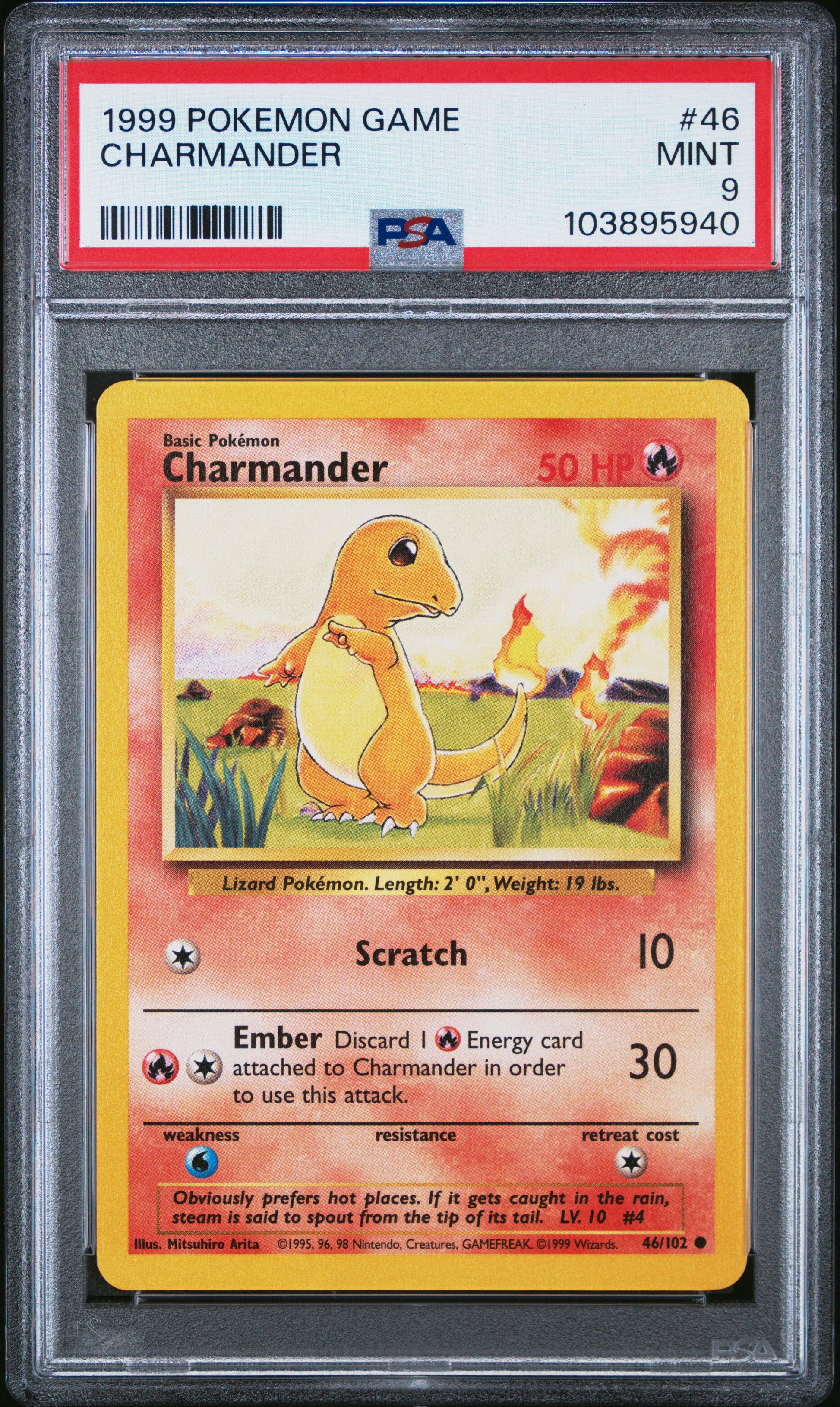 CHARMANDER 46/102 Unlimited POKEMON GAME PSA9 MINT 9 PSA population 6712 <a href=https://www.psacard.com/cert/103895940/psa>https://www.psacard.com/cert/103895940/psa</a>
