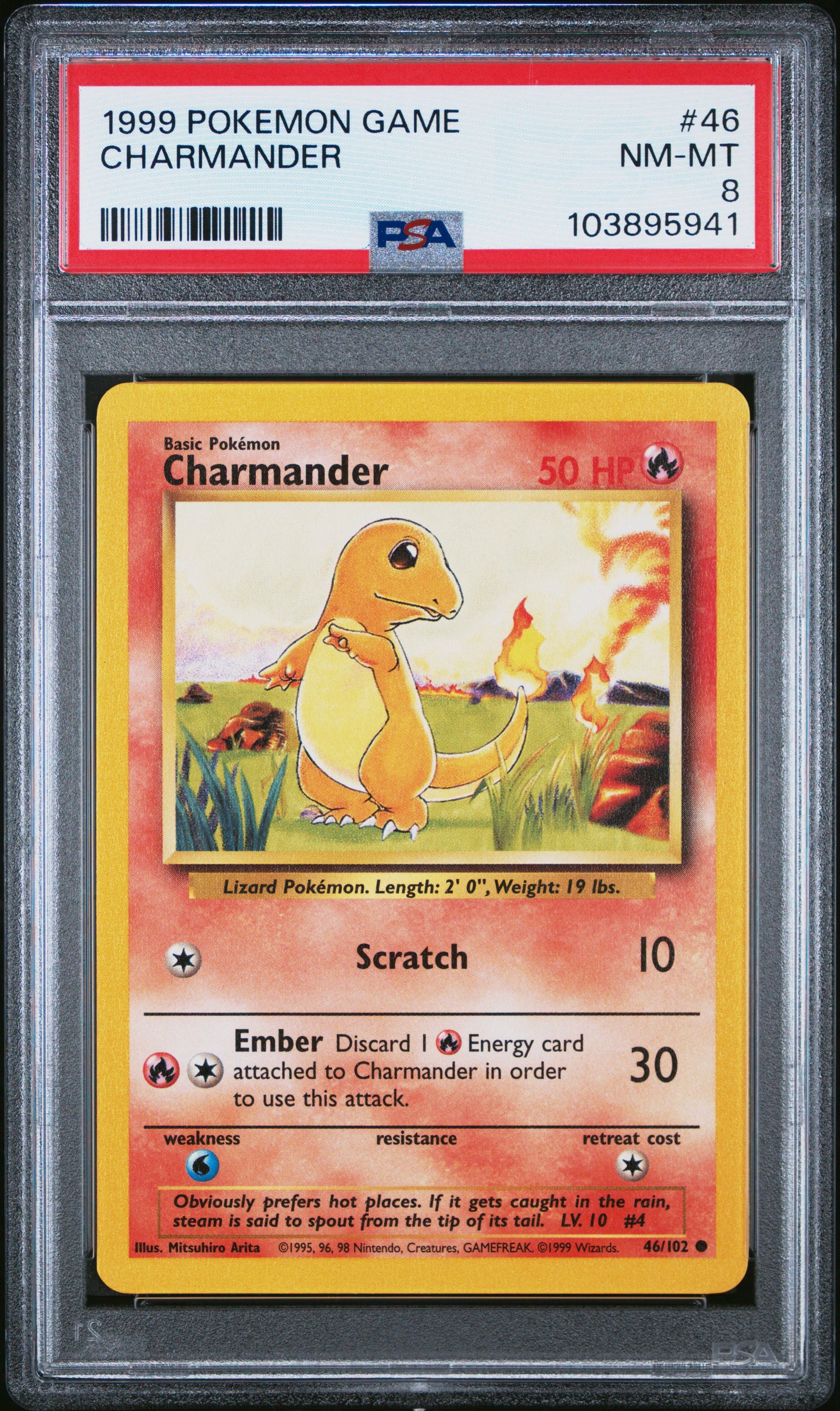 CHARMANDER 46/102 Unlimited POKEMON GAME PSA8 NM-MT 8 PSA population 3536 <a href=https://www.psacard.com/cert/103895941/psa>https://www.psacard.com/cert/103895941/psa</a>