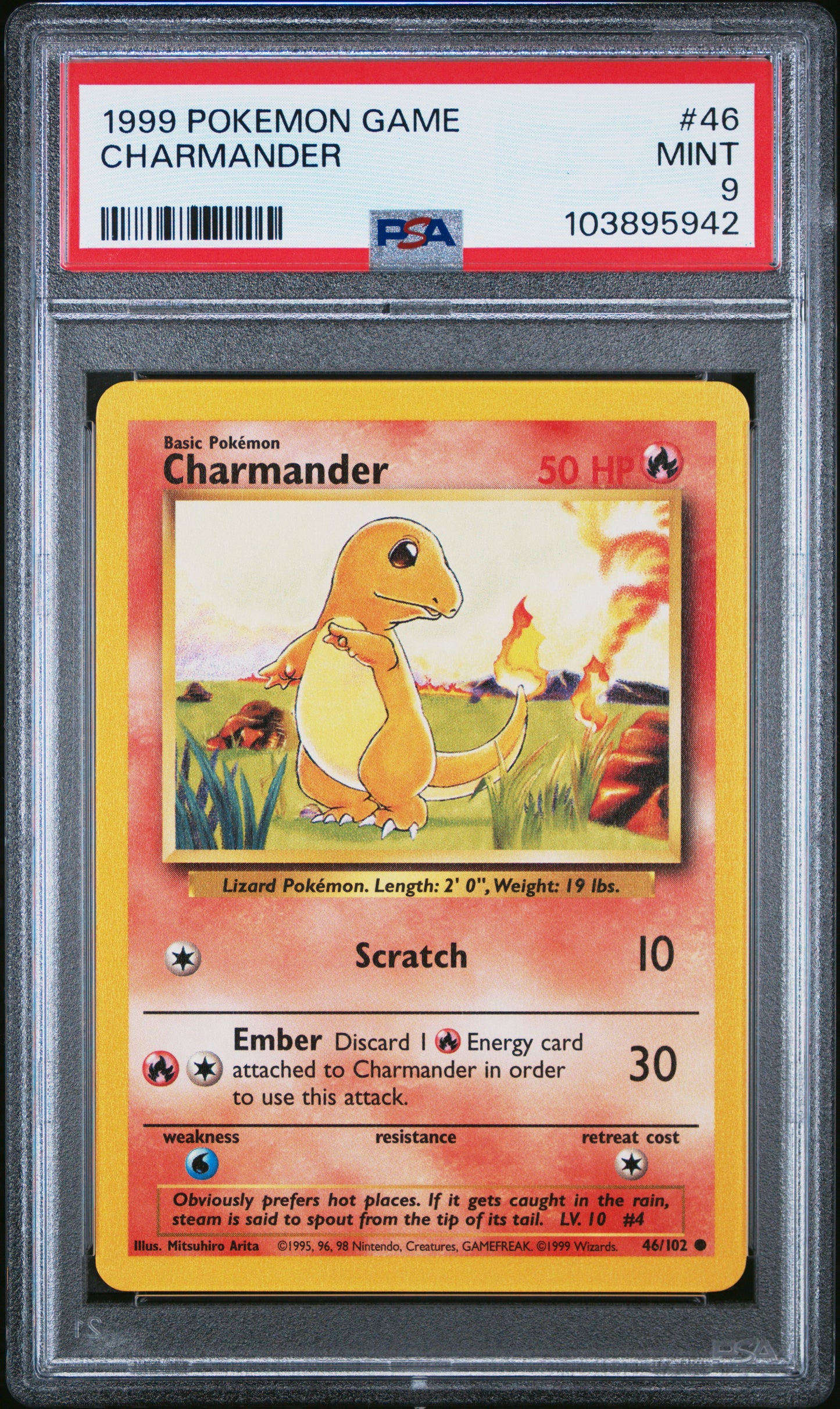CHARMANDER 46/102 Unlimited POKEMON GAME PSA9 MINT 9 PSA population 6712 <a href=https://www.psacard.com/cert/103895942/psa>https://www.psacard.com/cert/103895942/psa</a>