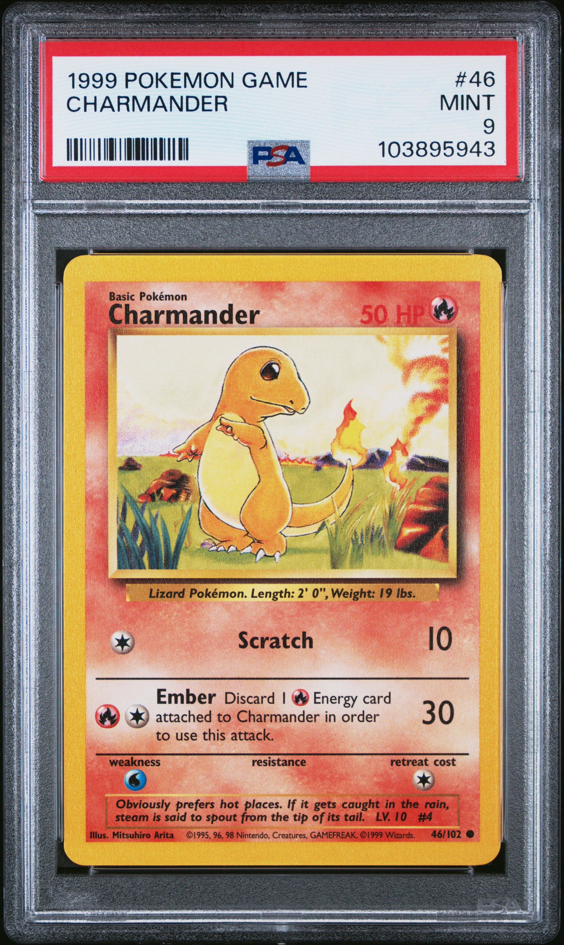 CHARMANDER 46/102 Unlimited POKEMON GAME PSA9 MINT 9 PSA population 6712 <a href=https://www.psacard.com/cert/103895943/psa>https://www.psacard.com/cert/103895943/psa</a>
