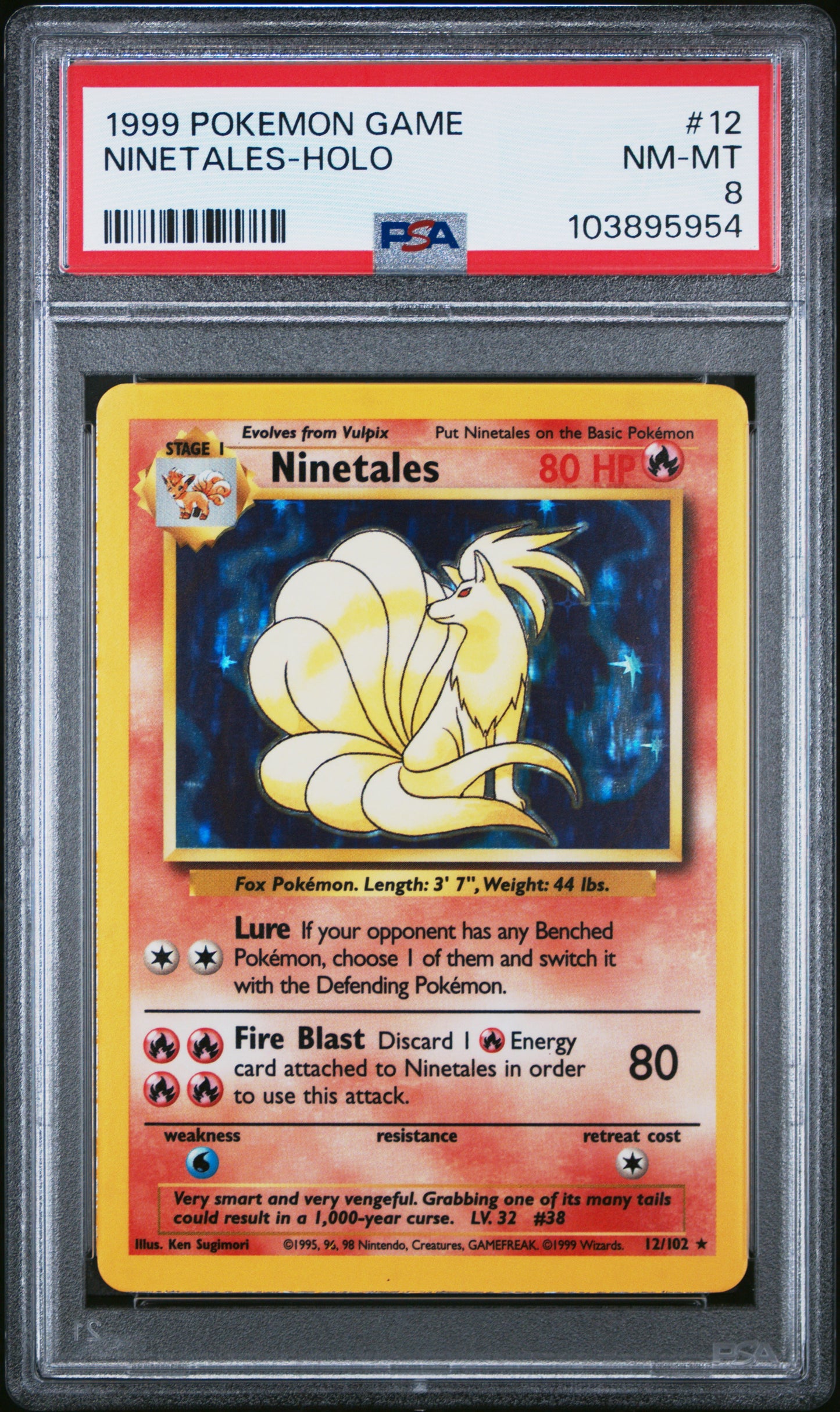 NINETALES-HOLO 12/102 Unlimited POKEMON GAME PSA9 NM-MT 8 PSA population 4478 <a href=https://www.psacard.com/cert/103895954/psa>https://www.psacard.com/cert/103895954/psa</a>