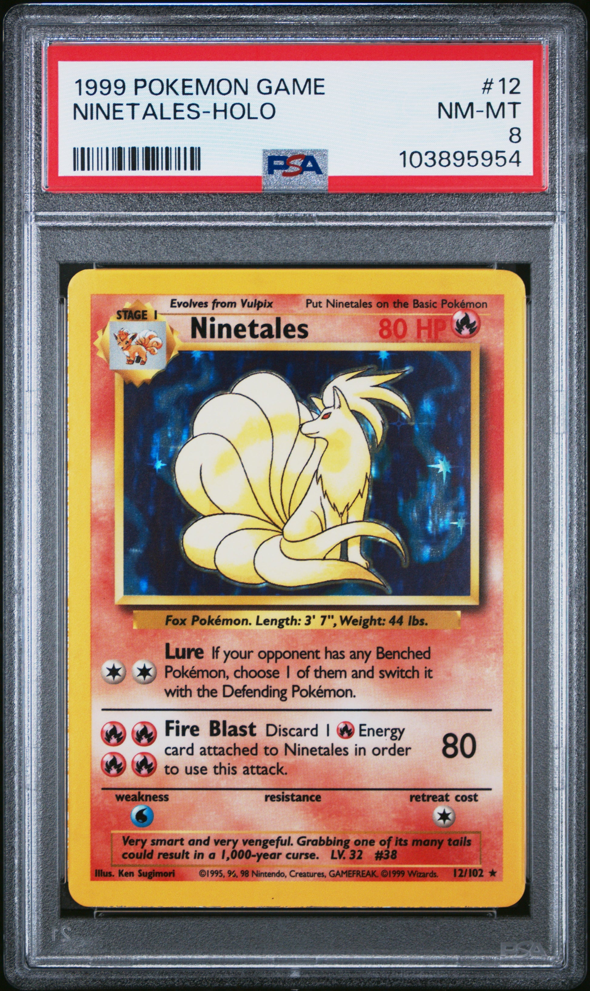 NINETALES-HOLO 12/102 Unlimited POKEMON GAME PSA9 NM-MT 8 PSA population 4478 <a href=https://www.psacard.com/cert/103895954/psa>https://www.psacard.com/cert/103895954/psa</a>