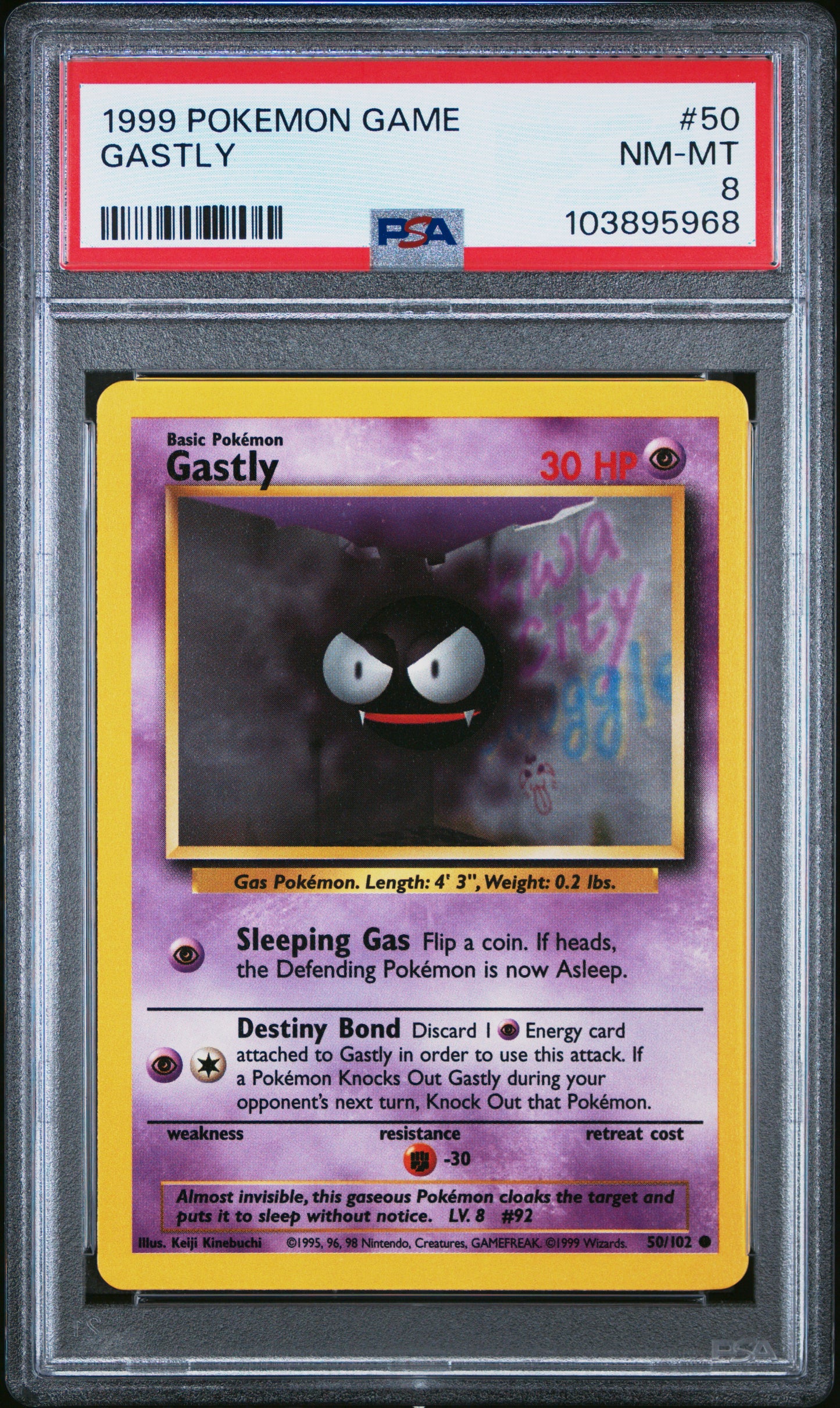 GASTLY 50/102 Unlimited POKEMON GAME PSA8 NM-MT 8 PSA population 220 <a href=https://www.psacard.com/cert/103895968/psa>https://www.psacard.com/cert/103895968/psa</a>