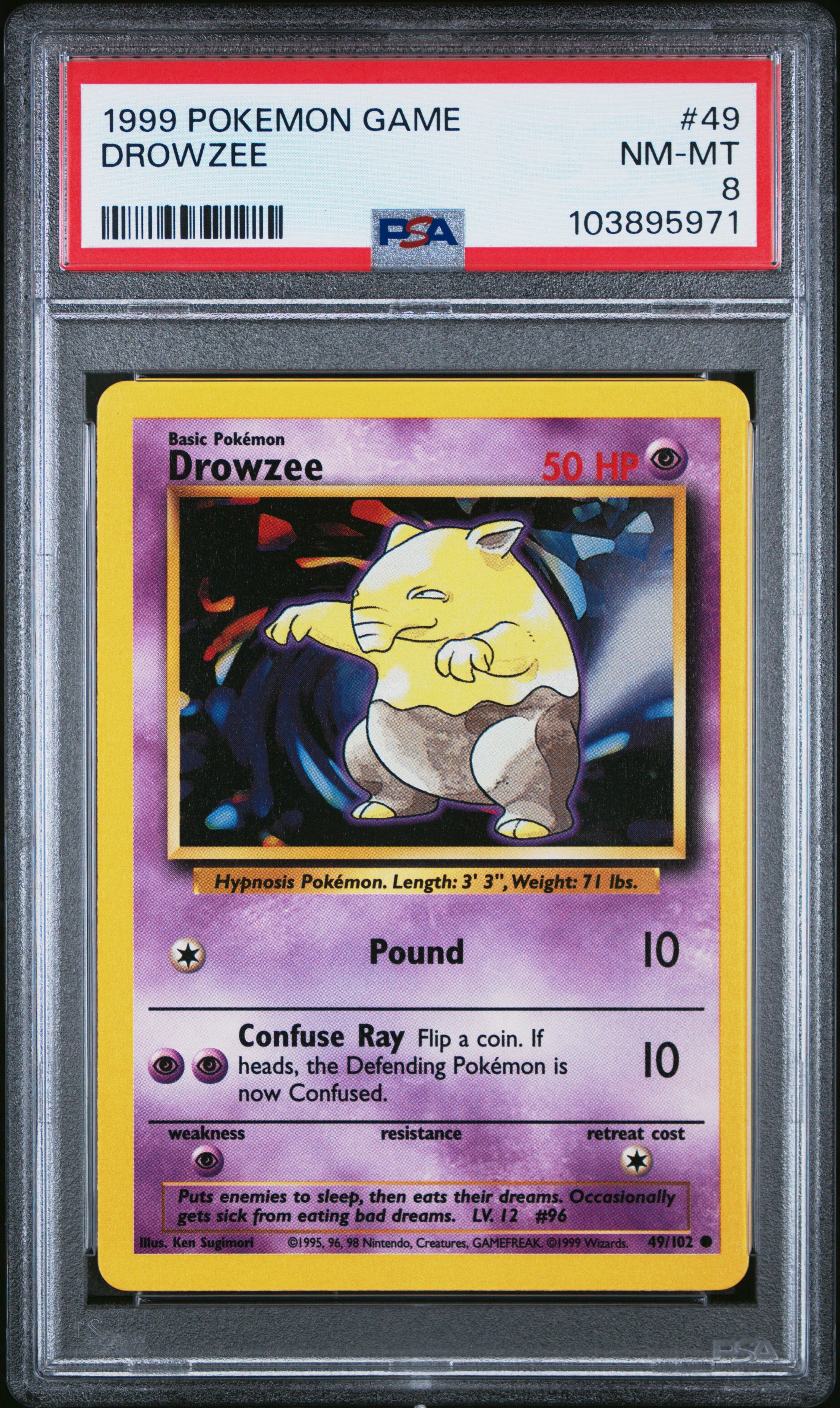 DROWZEE 49/102 Unlimited POKEMON GAME PSA8 NM-MT 8 PSA population 219 <a href=https://www.psacard.com/cert/103895971/psa>https://www.psacard.com/cert/103895971/psa</a>
