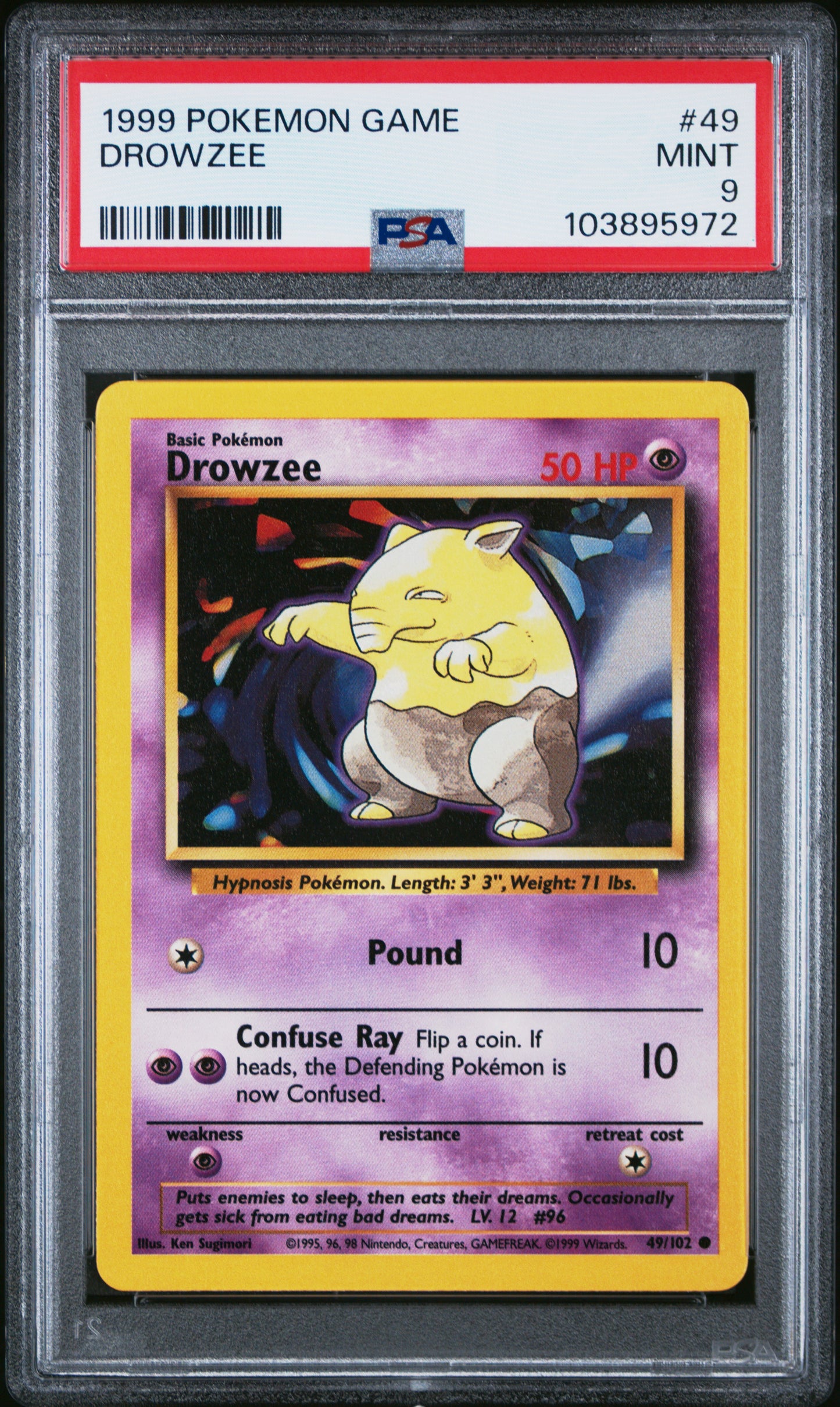 DROWZEE 49/102 Unlimited POKEMON GAME PSA9 MINT 9 PSA population 549 <a href=https://www.psacard.com/cert/103895972/psa>https://www.psacard.com/cert/103895972/psa</a>