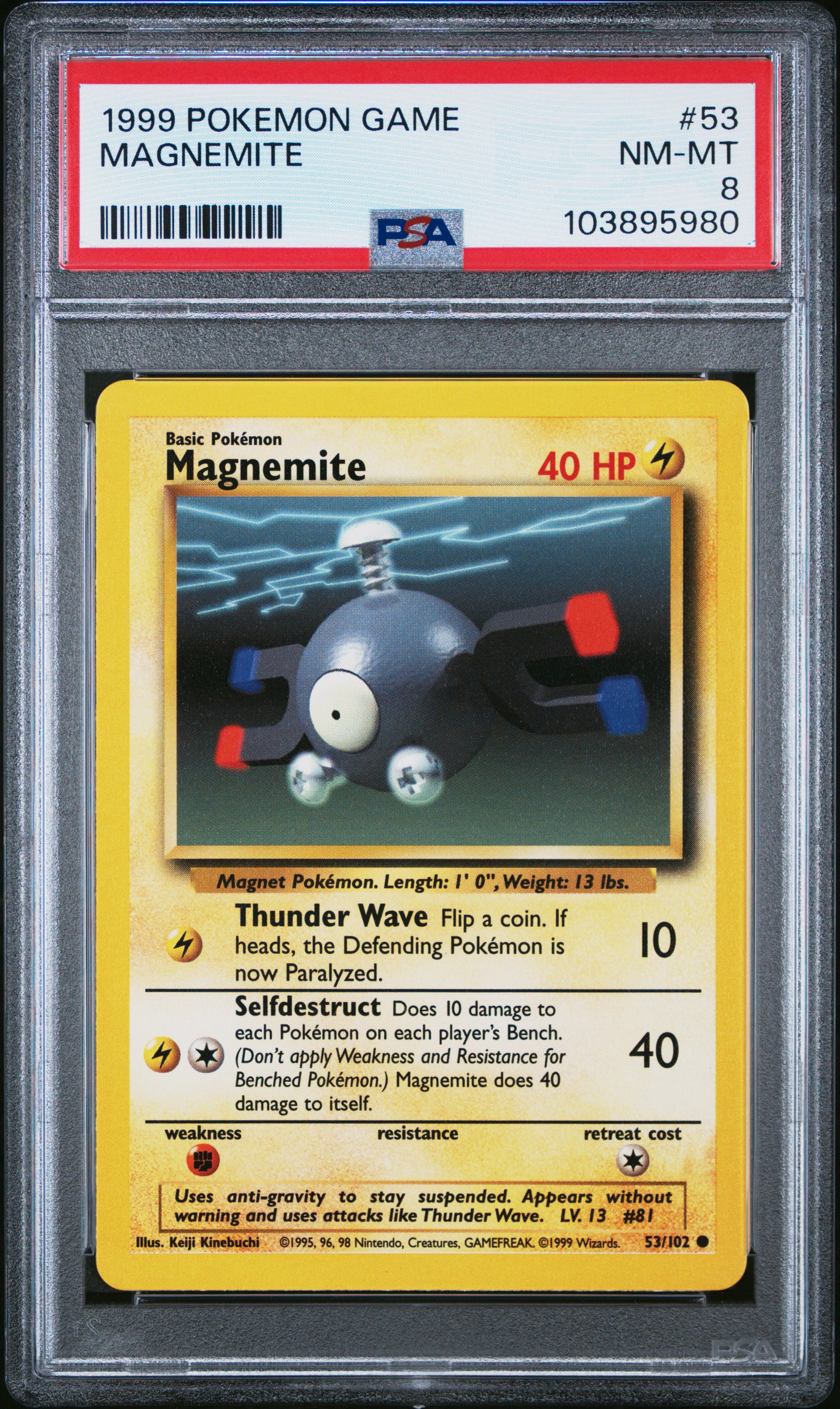 MAGNEMITE 53/102 Unlimited POKEMON GAME PSA8 NM-MT 8 PSA population 182 <a href=https://www.psacard.com/cert/103895980/psa>https://www.psacard.com/cert/103895980/psa</a>
