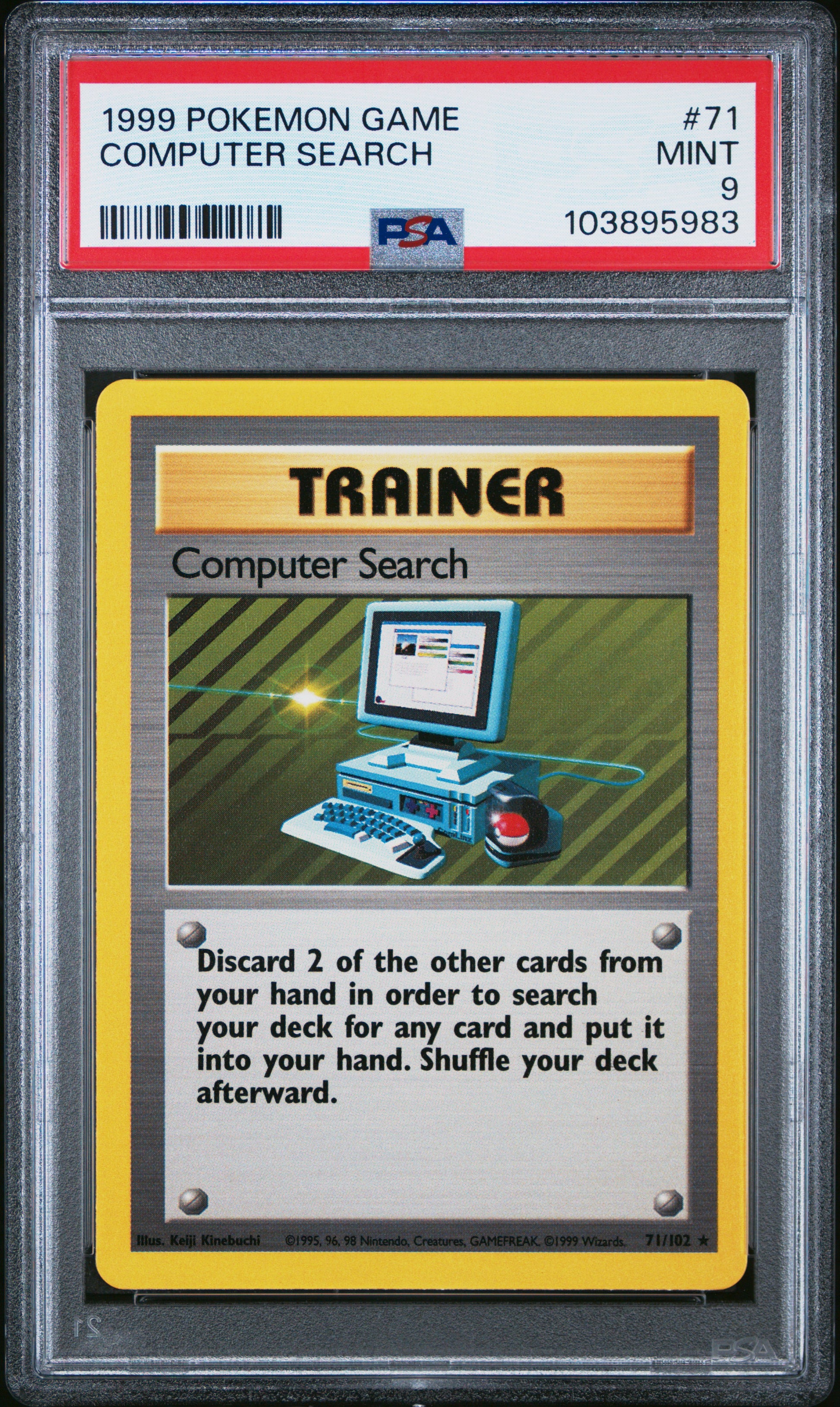 COMPUTER SEARCH 71/102 Unlimited POKEMON GAME PSA9 MINT 9 PSA population 338 <a href=https://www.psacard.com/cert/103895983/psa>https://www.psacard.com/cert/103895983/psa</a>
