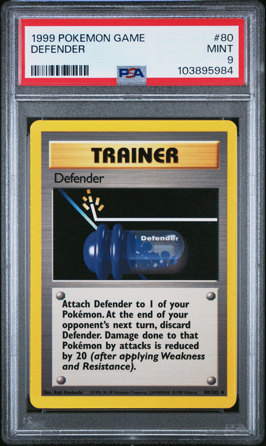DEFENDER 80/102 Unlimited POKEMON GAME PSA9 MINT 9 PSA population 252 <a href=https://www.psacard.com/cert/103895984/psa>https://www.psacard.com/cert/103895984/psa</a>