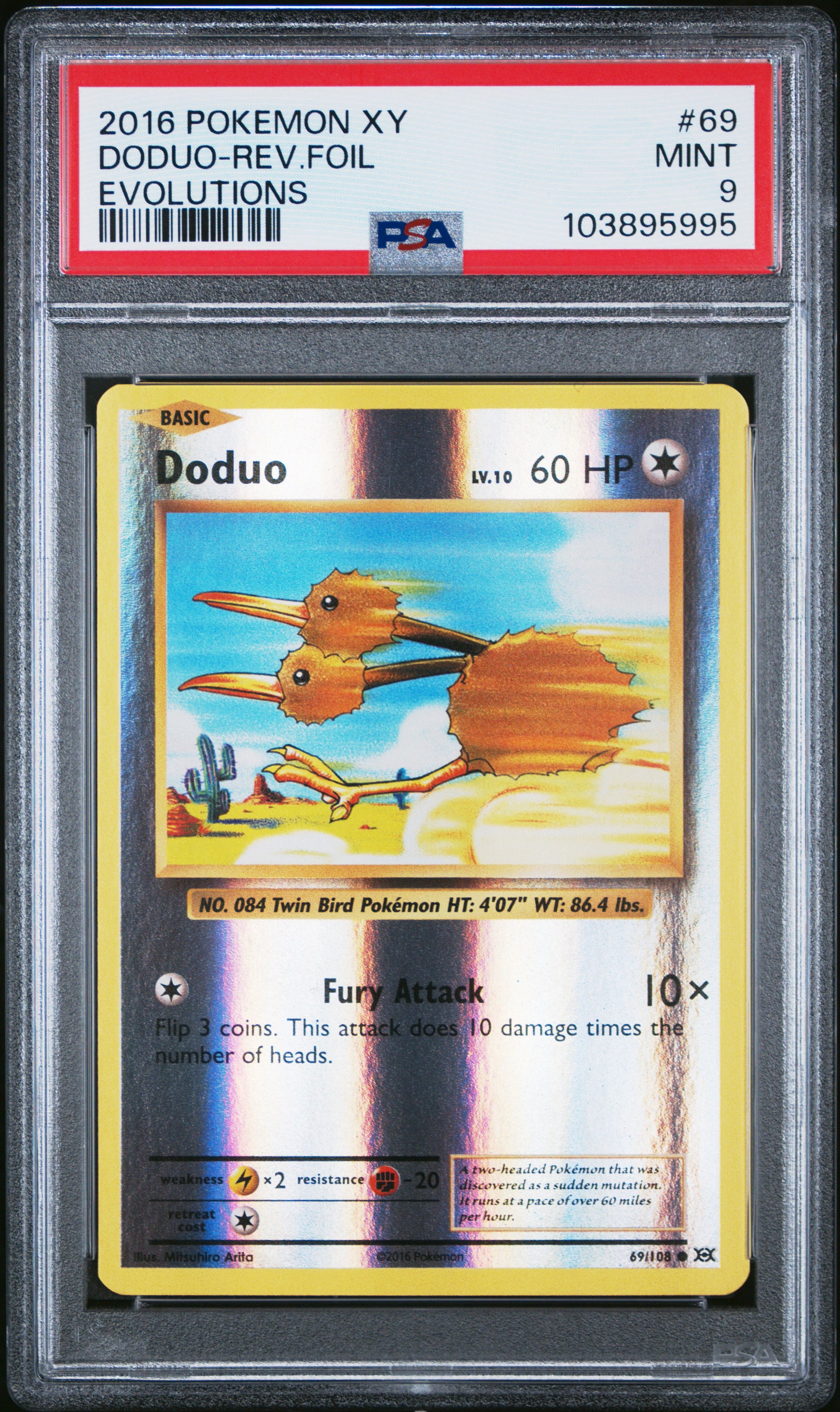 DODUO-REV.FOIL 69/108 [Reverse Holo] POKEMON XY EVOLUTIONS EVOLUTIONS PSA9 MINT 9 PSA population 143 <a href=https://www.psacard.com/cert/103895995/psa>https://www.psacard.com/cert/103895995/psa</a>