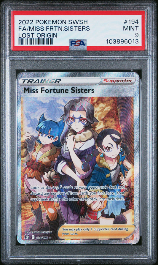 FA/MISS FRTN.SISTERS 194/196 Common POKEMON SWORD & SHIELD LOST ORIGIN LOST ORIGIN PSA9 MINT 9 PSA population 231 <a href=https://www.psacard.com/cert/103896013/psa>https://www.psacard.com/cert/103896013/psa</a>