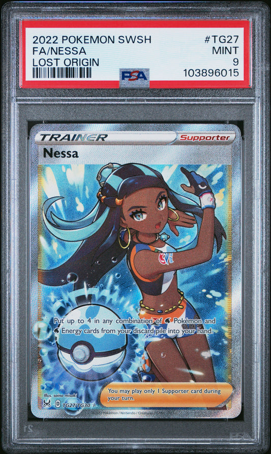 FA/NESSA TG27/TG30 Common POKEMON SWORD & SHIELD LOST ORIGIN LOST ORIGIN PSA9 MINT 9 PSA population 765 <a href=https://www.psacard.com/cert/103896015/psa>https://www.psacard.com/cert/103896015/psa</a>