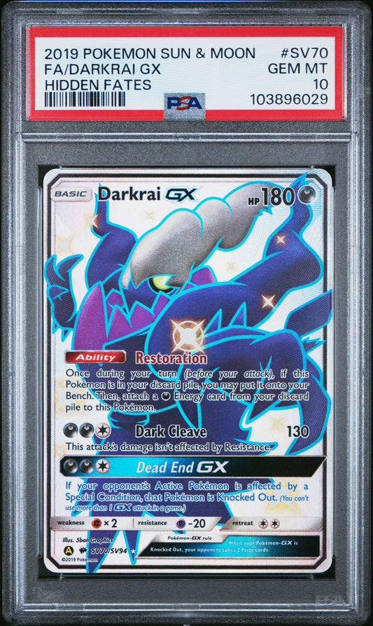 FA/DARKRAI GX SV70/SV94 Common POKEMON SUN & MOON HIDDEN FATES HIDDEN FATES PSA10 GEM MT 10 PSA population 0 <a href=https://www.psacard.com/cert/103896029/psa>https://www.psacard.com/cert/103896029/psa</a>