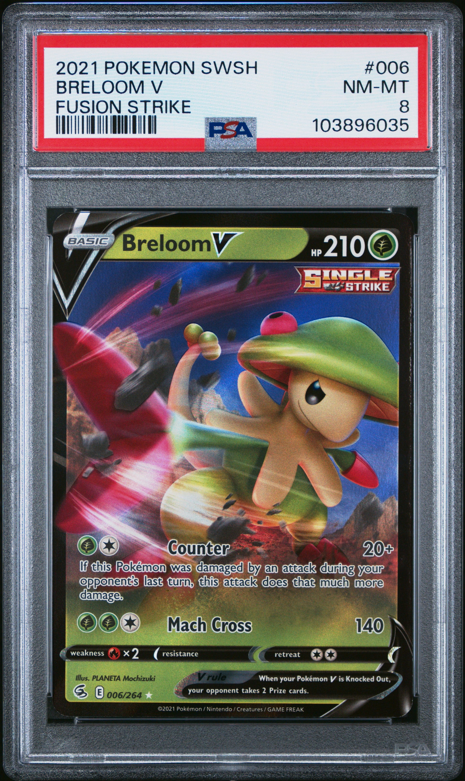 BRELOOM V 6/264 Common POKEMON SWORD & SHIELD FUSION STRIKE FUSION STRIKE PSA8 NM-MT 8 PSA population 10 <a href=https://www.psacard.com/cert/103896035/psa>https://www.psacard.com/cert/103896035/psa</a>