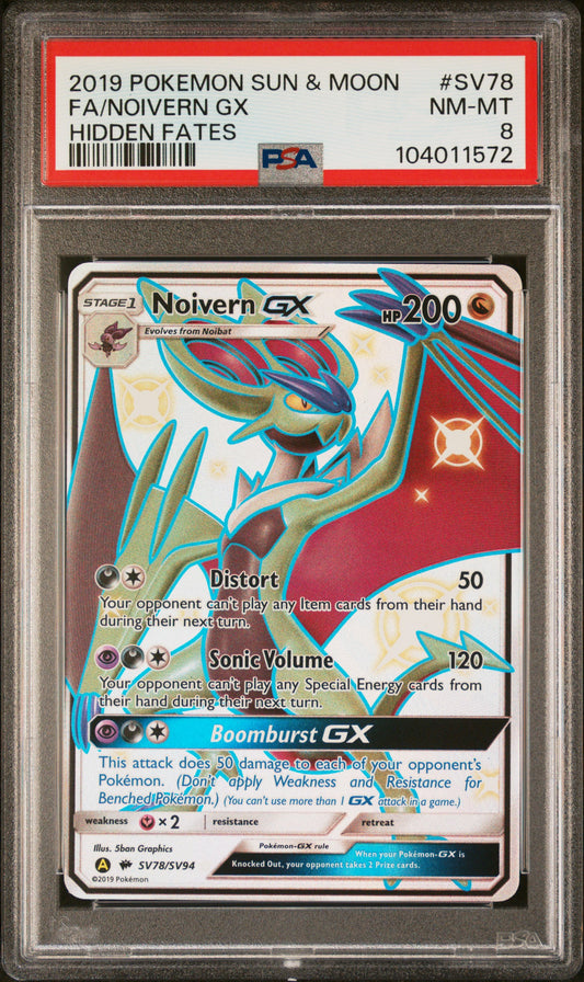 FA/NOIVERN GX SV78/SV94 Common POKEMON SUN & MOON HIDDEN FATES HIDDEN FATES PSA8 NM-MT 8 PSA population 77 <a href=https://www.psacard.com/cert/104011572/psa>https://www.psacard.com/cert/104011572/psa</a>
