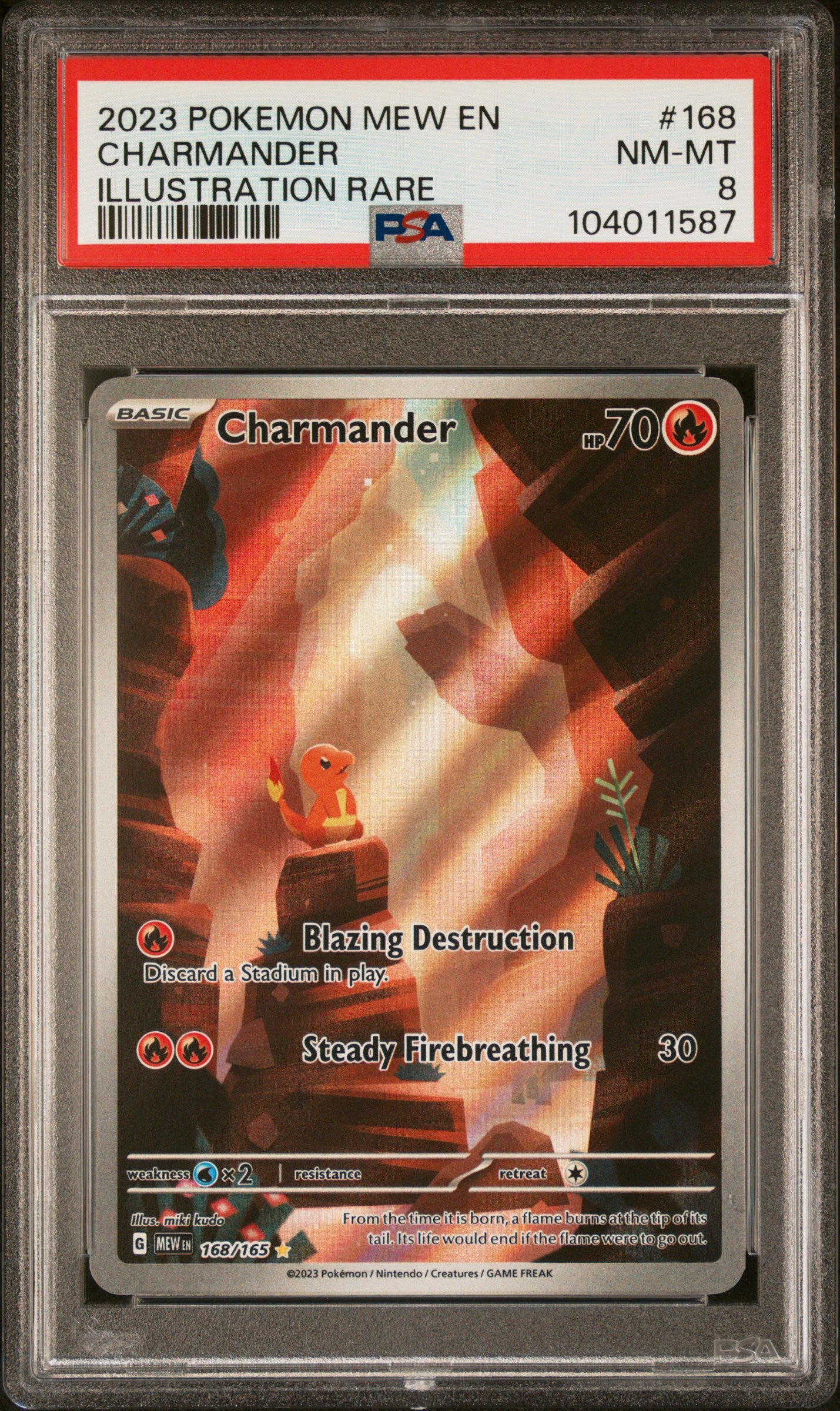 CHARMANDER 168/165 Common POKEMON MEW EN-151 ILLUSTRATION RARE PSA8 NM-MT 8 PSA population 4170 <a href=https://www.psacard.com/cert/104011587/psa>https://www.psacard.com/cert/104011587/psa</a>