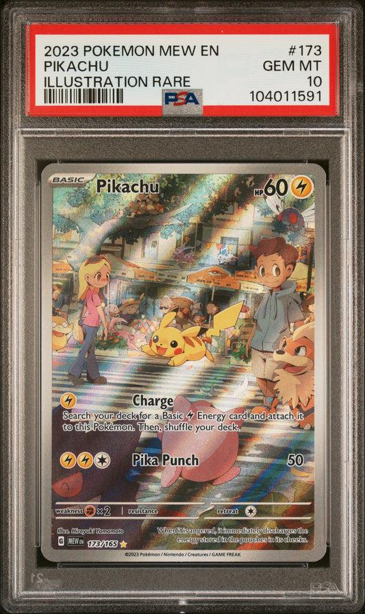 PIKACHU 173/165 Common POKEMON MEW EN-151 ILLUSTRATION RARE PSA10 GEM MT 10 PSA population 7020 <a href=https://www.psacard.com/cert/104011591/psa>https://www.psacard.com/cert/104011591/psa</a>