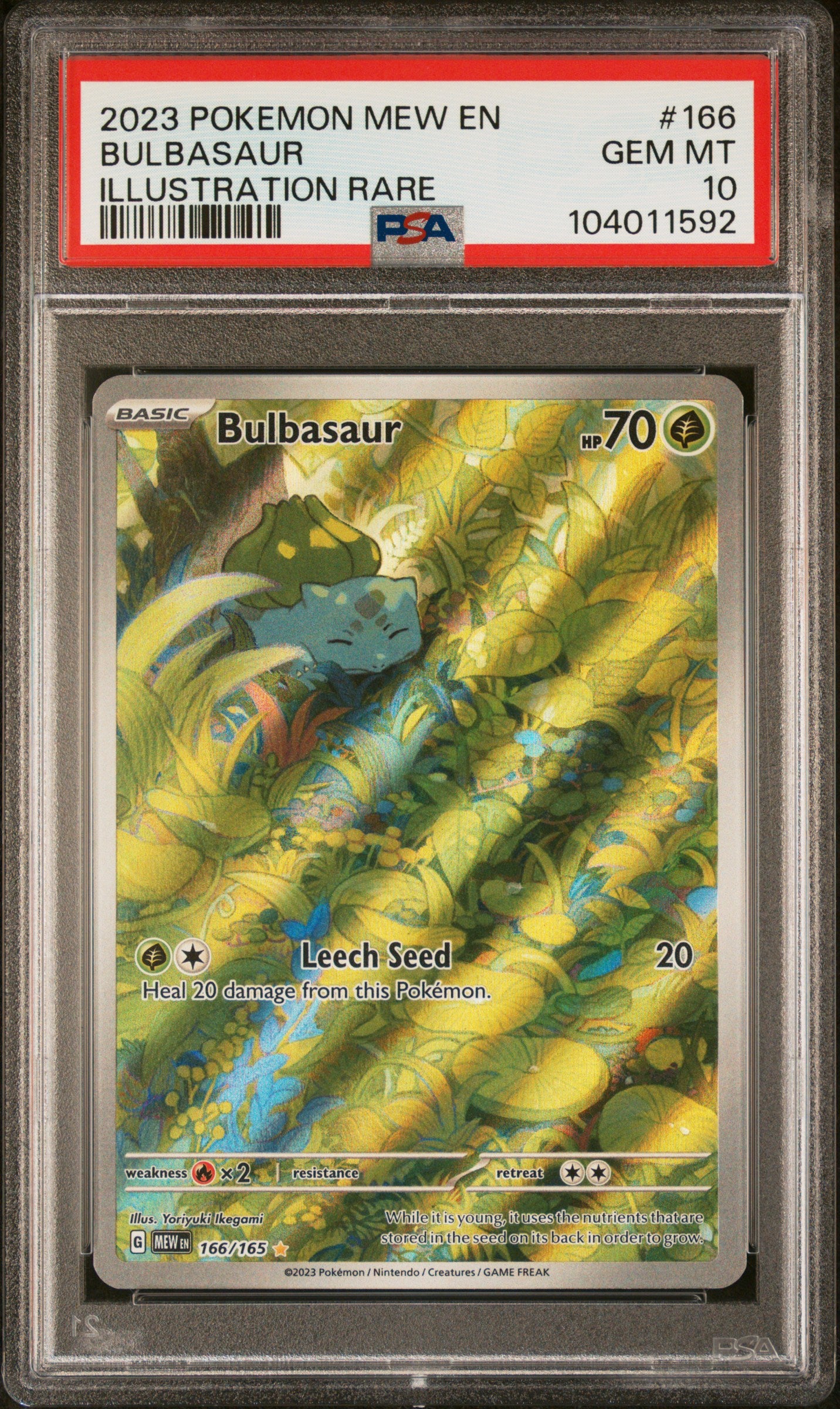 BULBASAUR 166/165 Common POKEMON MEW EN-151 ILLUSTRATION RARE PSA10 GEM MT 10 PSA population 6976 <a href=https://www.psacard.com/cert/104011592/psa>https://www.psacard.com/cert/104011592/psa</a>