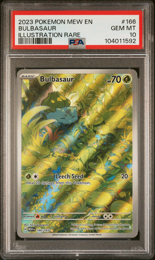 BULBASAUR 166/165 Common POKEMON MEW EN-151 ILLUSTRATION RARE PSA10 GEM MT 10 PSA population 6976 <a href=https://www.psacard.com/cert/104011592/psa>https://www.psacard.com/cert/104011592/psa</a>