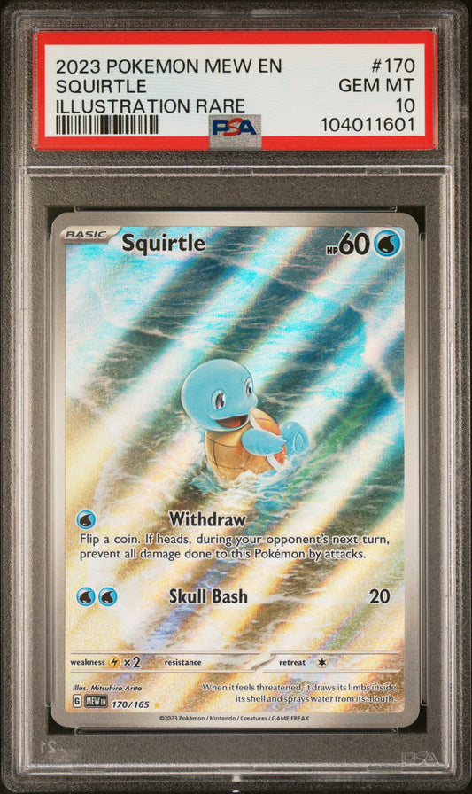 SQUIRTLE 170/165 Common POKEMON MEW EN-151 ILLUSTRATION RARE PSA10 GEM MT 10 PSA population 7532 <a href=https://www.psacard.com/cert/104011601/psa>https://www.psacard.com/cert/104011601/psa</a>