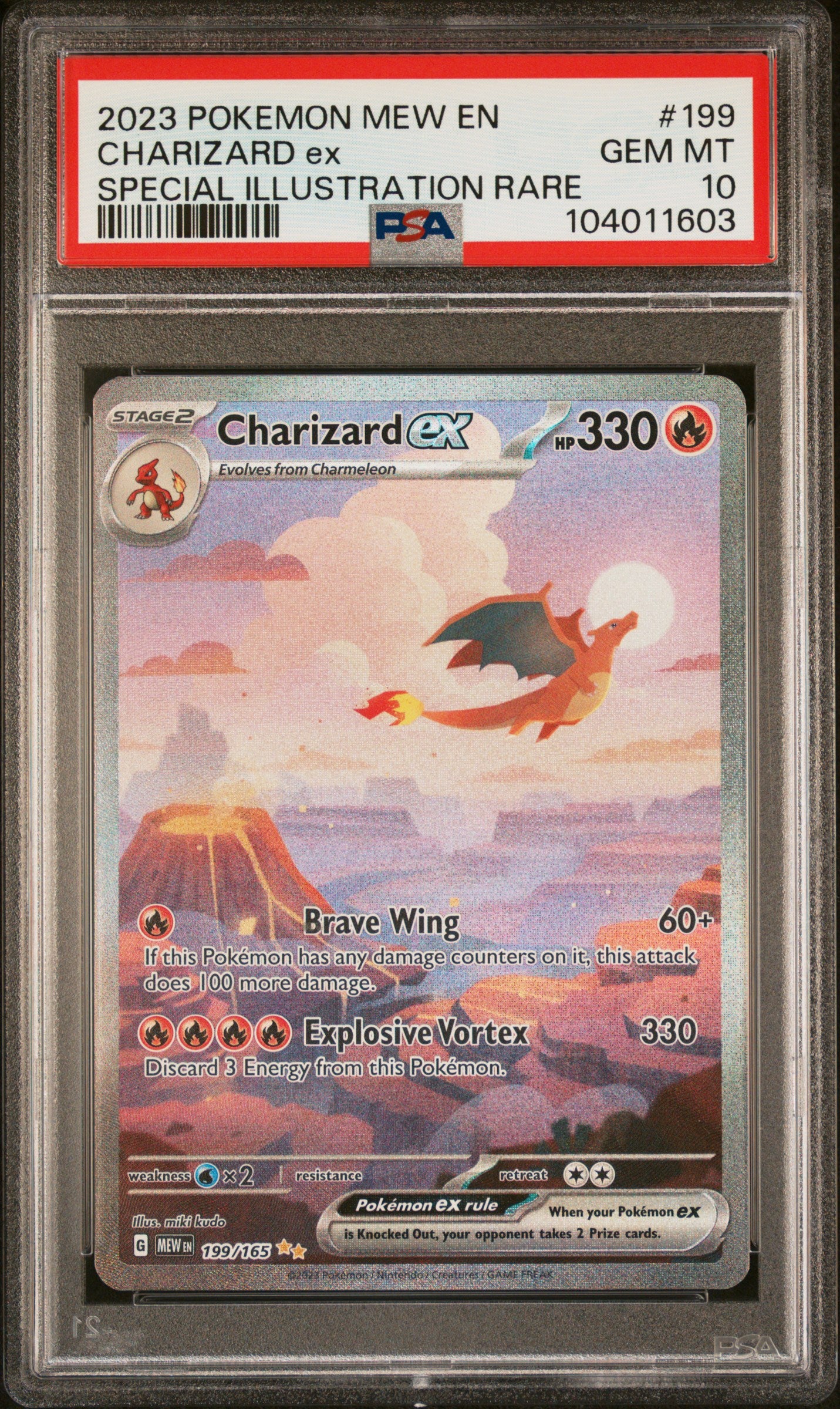CHARIZARD EX 199/165 Common POKEMON MEW EN-151 SPECIAL ILLUSTRATION RARE PSA10 GEM MT 10 PSA population 22063 <a href=https://www.psacard.com/cert/104011603/psa>https://www.psacard.com/cert/104011603/psa</a>