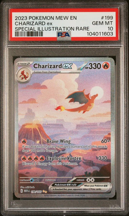 CHARIZARD EX 199/165 Common POKEMON MEW EN-151 SPECIAL ILLUSTRATION RARE PSA10 GEM MT 10 PSA population 22063 <a href=https://www.psacard.com/cert/104011603/psa>https://www.psacard.com/cert/104011603/psa</a>