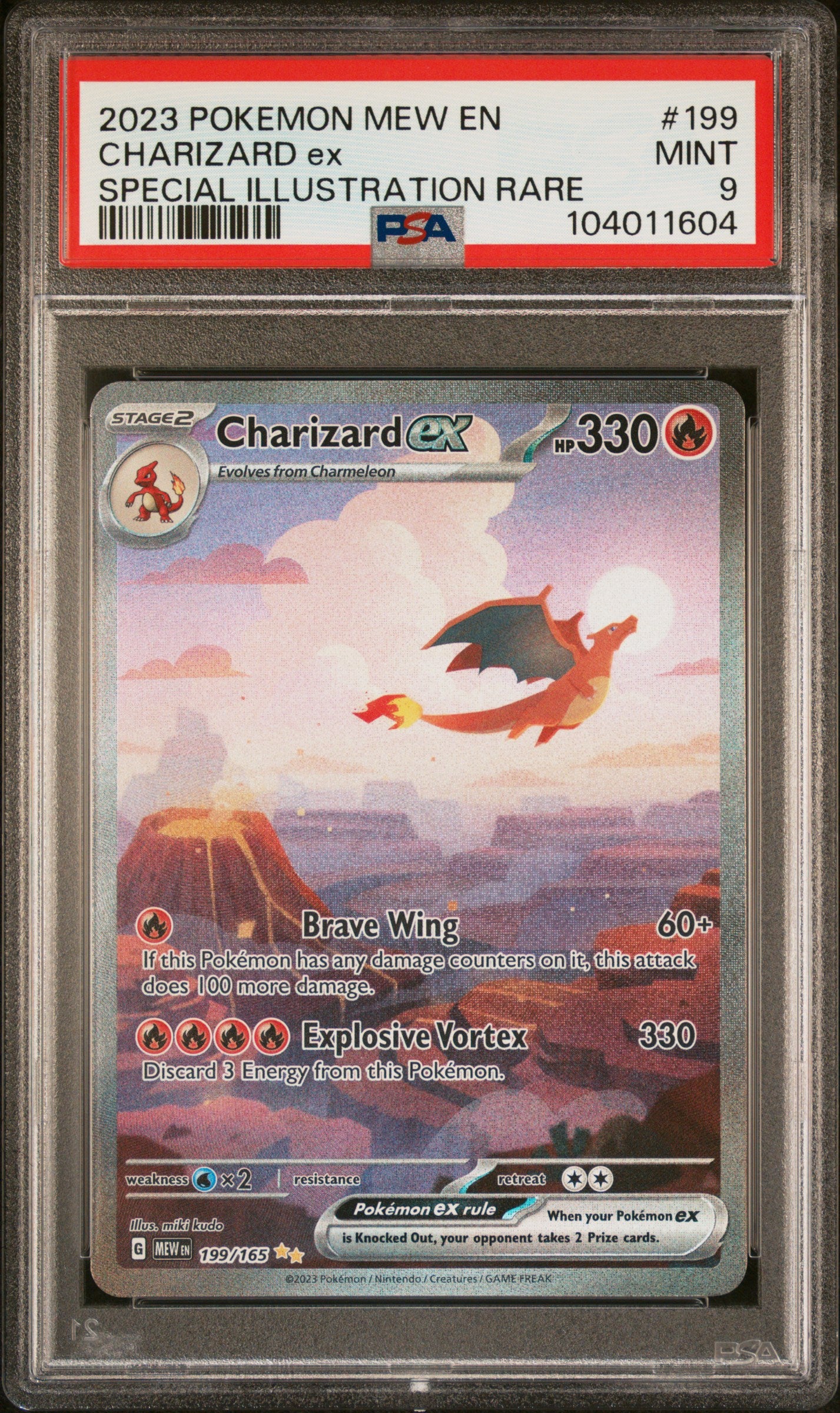 CHARIZARD EX 199/165 Common POKEMON MEW EN-151 SPECIAL ILLUSTRATION RARE PSA9 MINT 9 PSA population 34076 <a href=https://www.psacard.com/cert/104011604/psa>https://www.psacard.com/cert/104011604/psa</a>