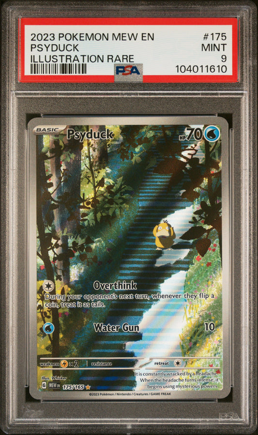 PSYDUCK 175/165 Common POKEMON MEW EN-151 ILLUSTRATION RARE PSA9 MINT 9 PSA population 5673 <a href=https://www.psacard.com/cert/104011610/psa>https://www.psacard.com/cert/104011610/psa</a>